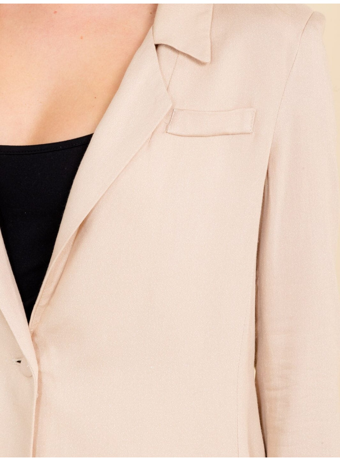 WOMEN'S LONG SLEEVE BUTTON CLOSURE SHIMMER BLAZER WOMEN'S LONG SLEEVE BUTTON CLOSURE SHIMMER BLAZER