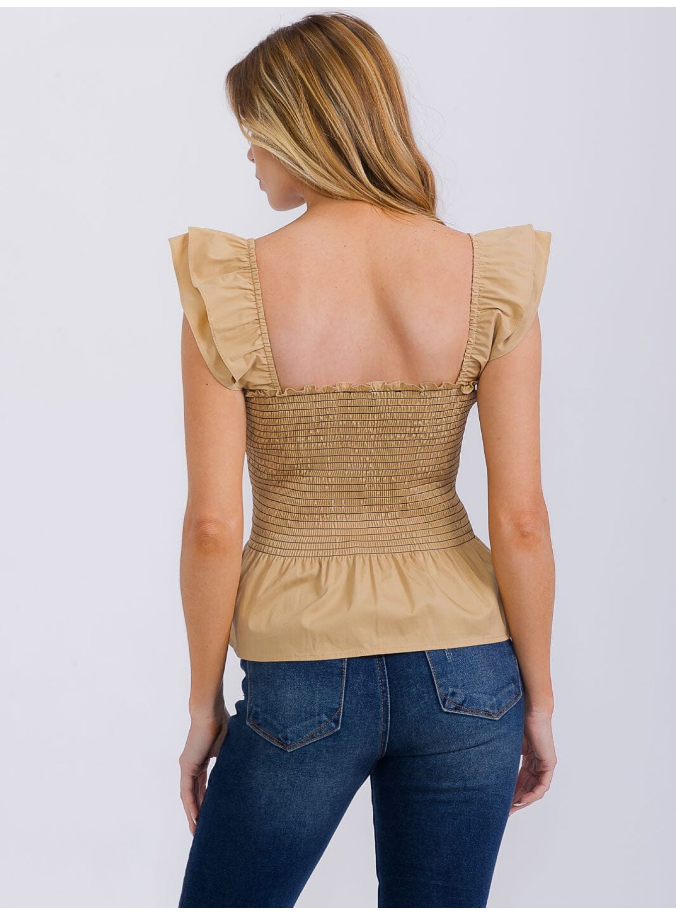 WOMEN'S SLEEVELESS SQUARE NECK SMOCK PEPLUM TANK TOP WOMEN'S SLEEVELESS SQUARE NECK SMOCK PEPLUM TANK TOP