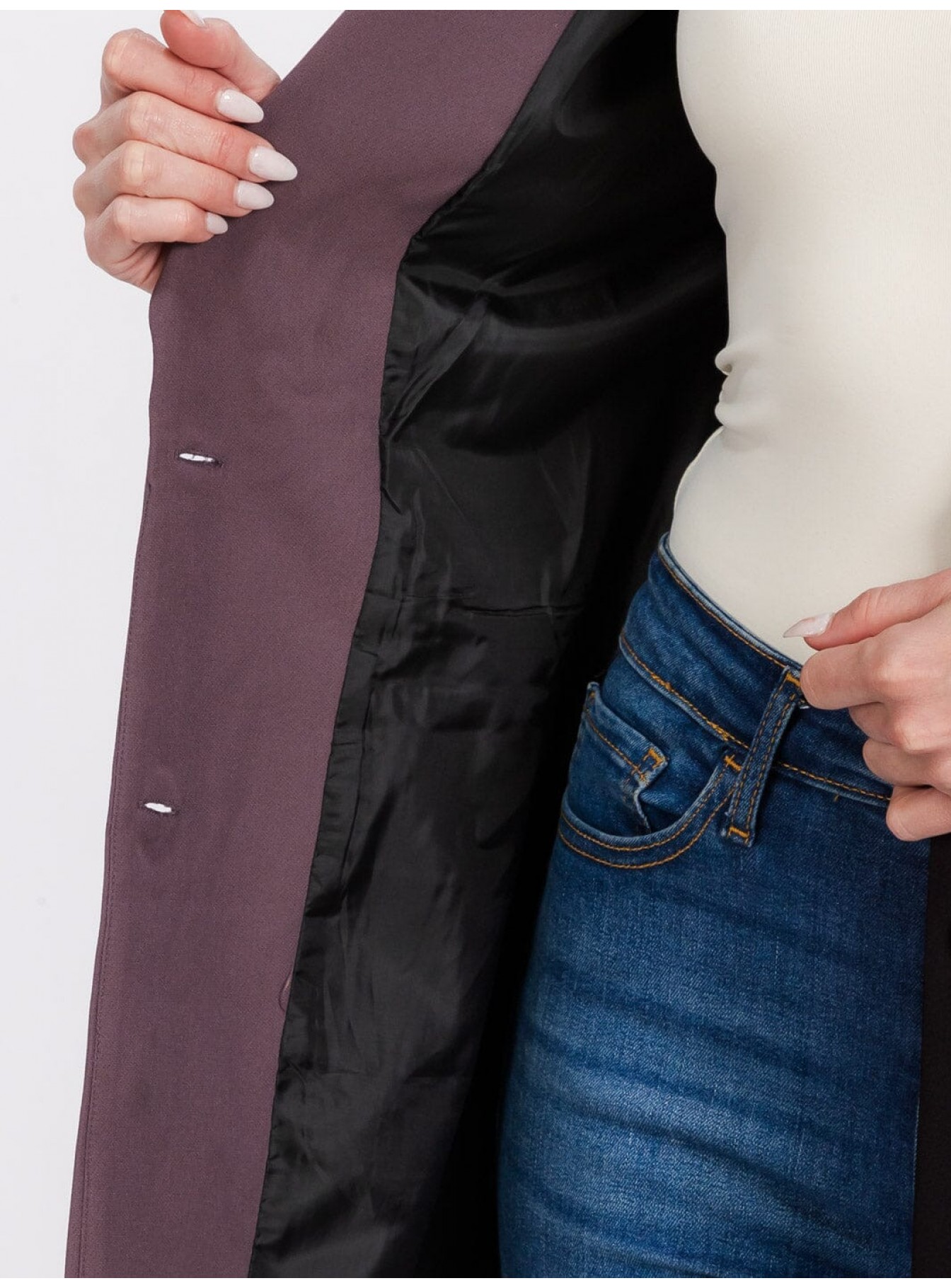 WOMEN'S LONG SLEEVE BUTTON CLOSURE FRONT POCKETS COLORBLOCK BLAZER