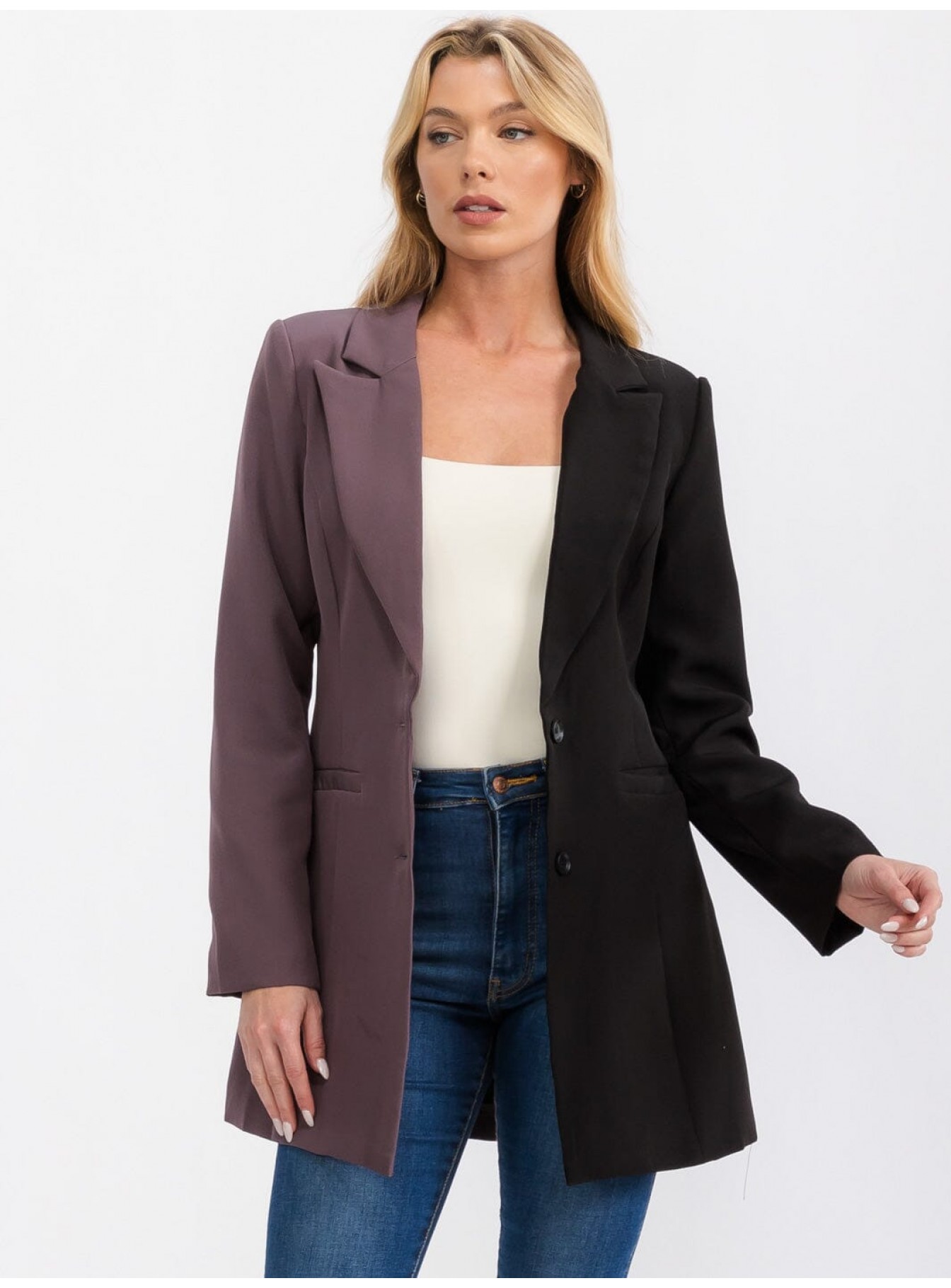 WOMEN'S LONG SLEEVE BUTTON CLOSURE FRONT...