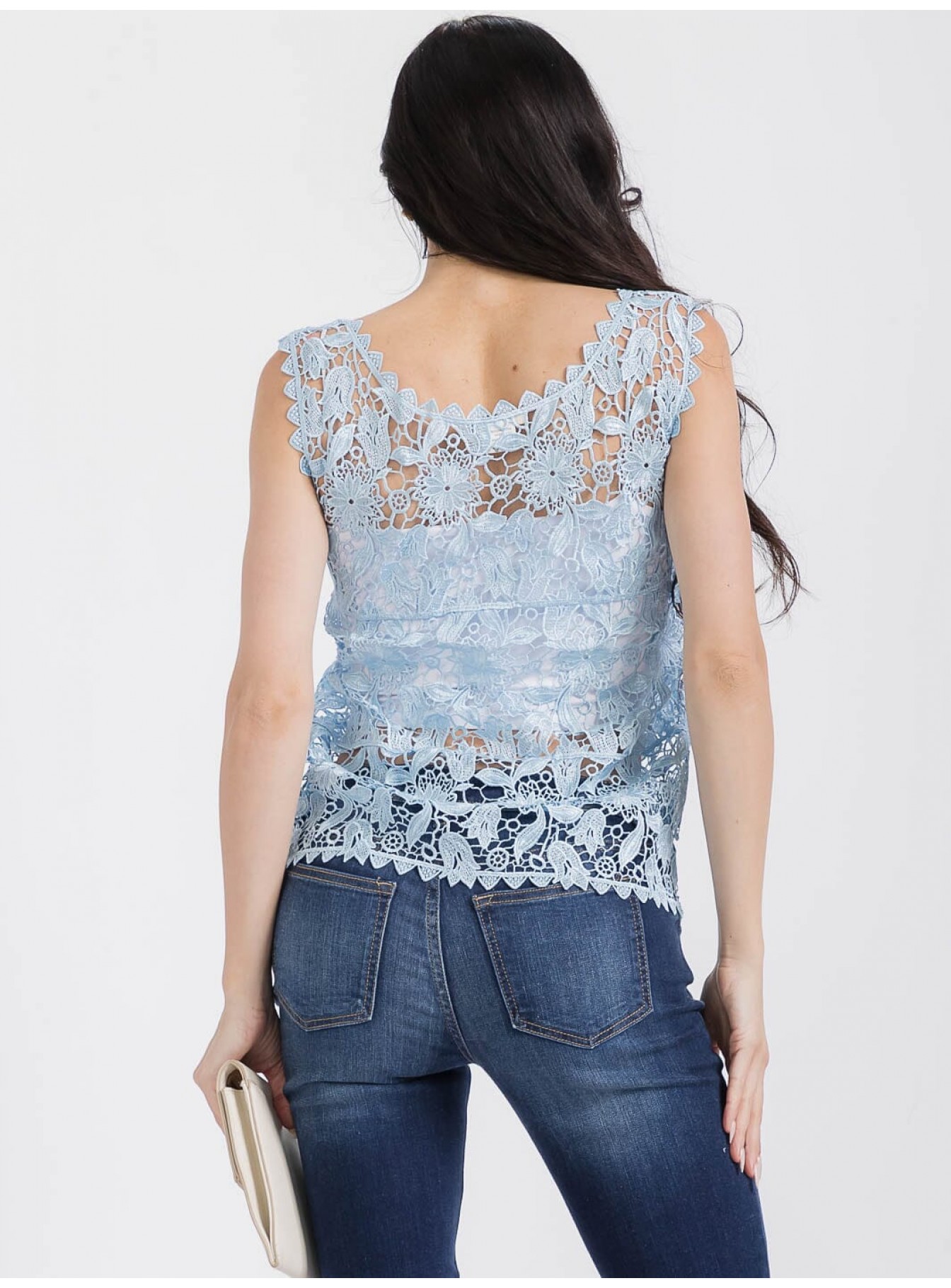 WOMEN'S SLEEVELESS FLORAL CROCHET TANK TOP