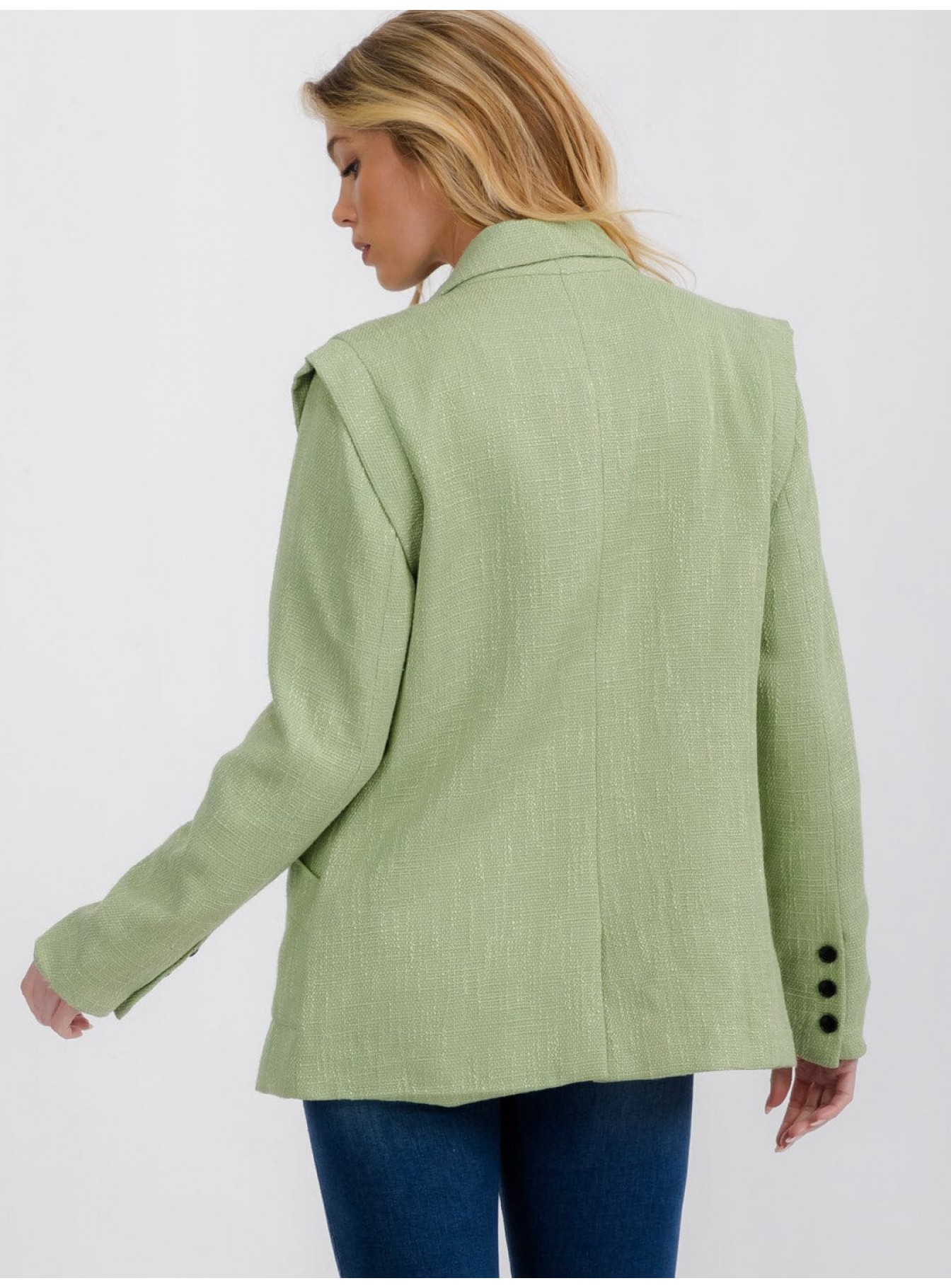 WOMEN'S LONG SLEEVE OPEN FRONT SHOULDER DETAILED BLAZER