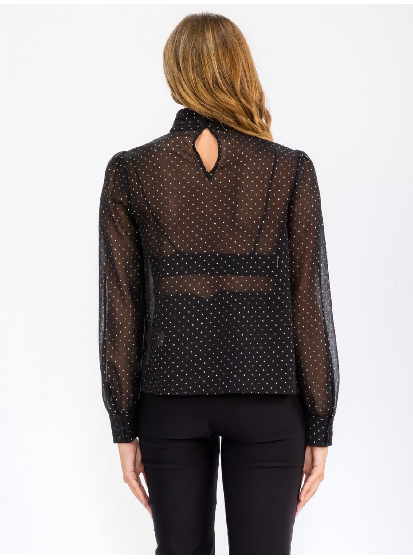 WOMEN'S LONG SLEEVE TURTLE NECK SHIMMER BLOUSE