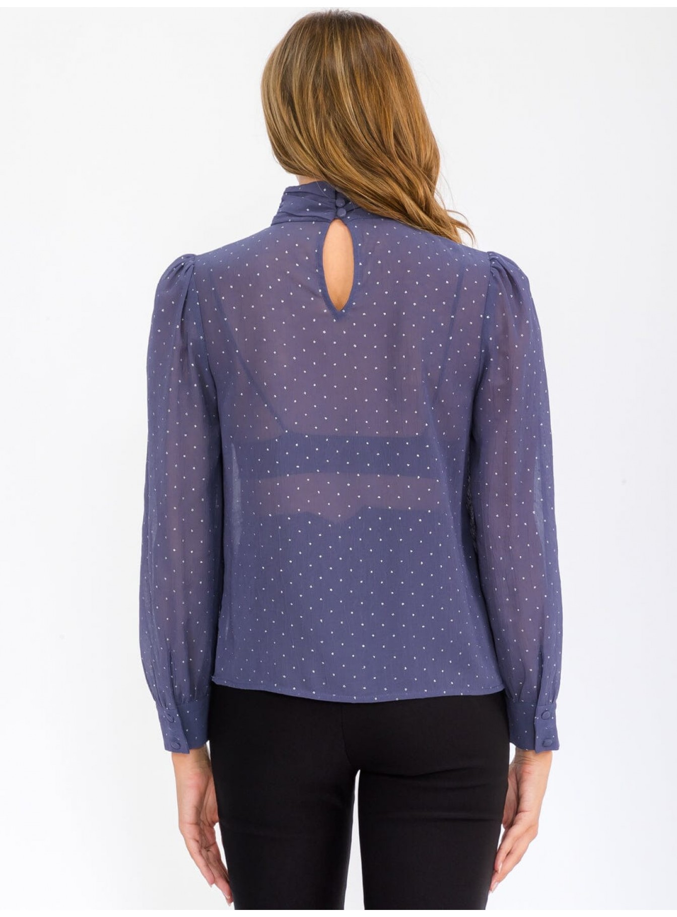 WOMEN'S LONG SLEEVE TURTLE NECK SHIMMER BLOUSE