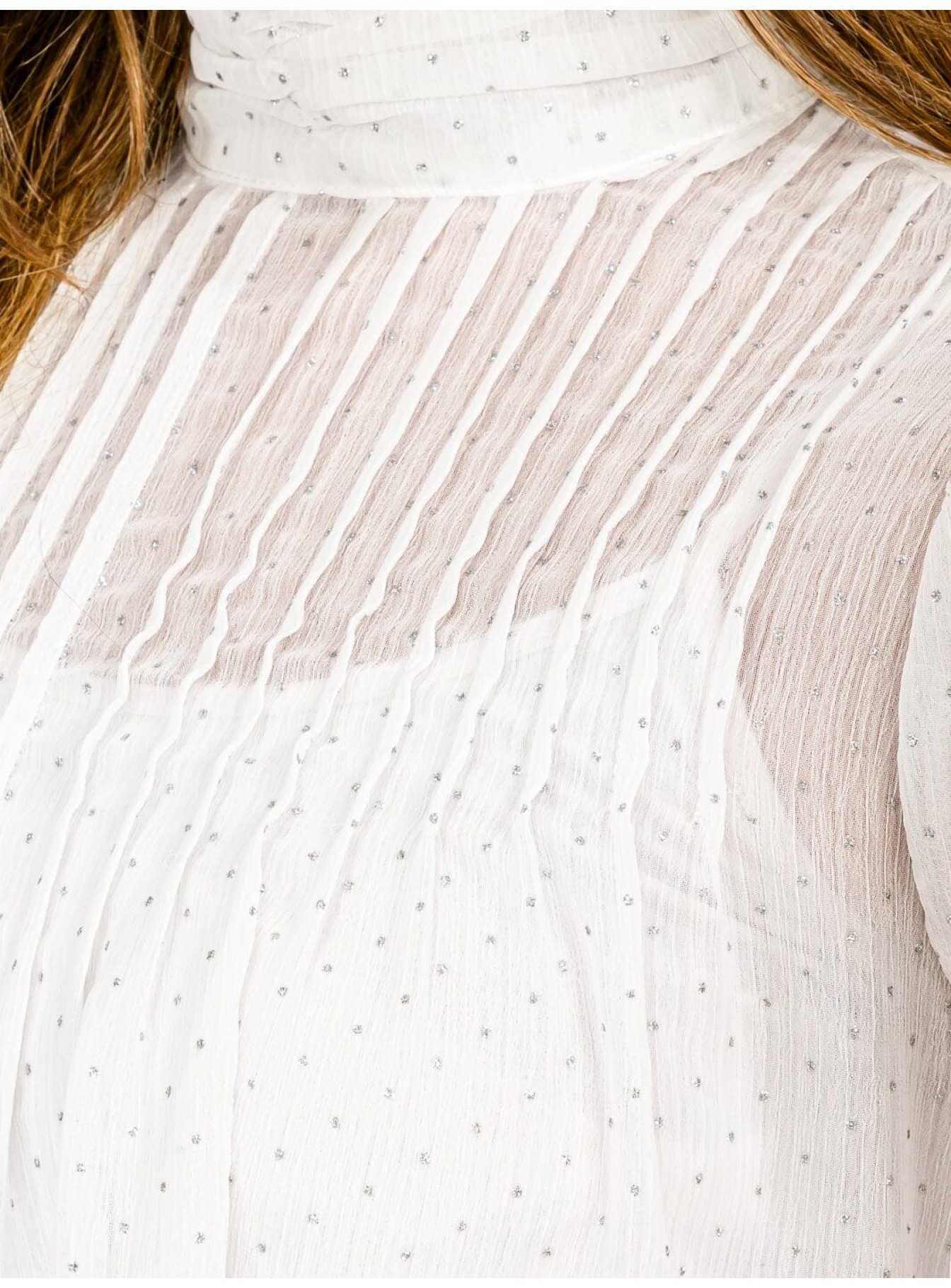 WOMEN'S LONG SLEEVE TURTLE NECK SHIMMER BLOUSE