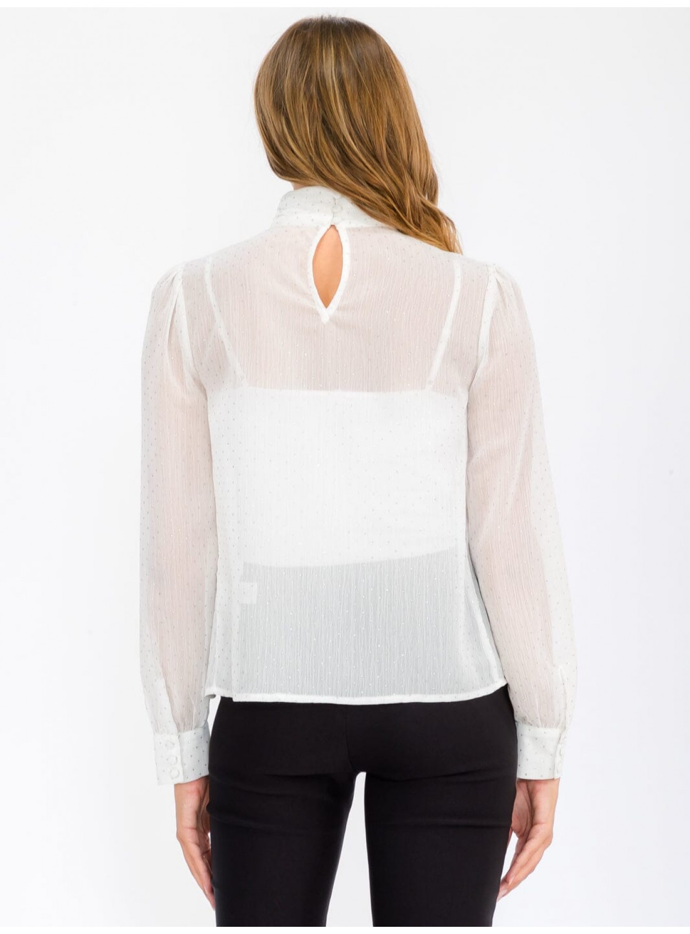 WOMEN'S LONG SLEEVE TURTLE NECK SHIMMER BLOUSE
