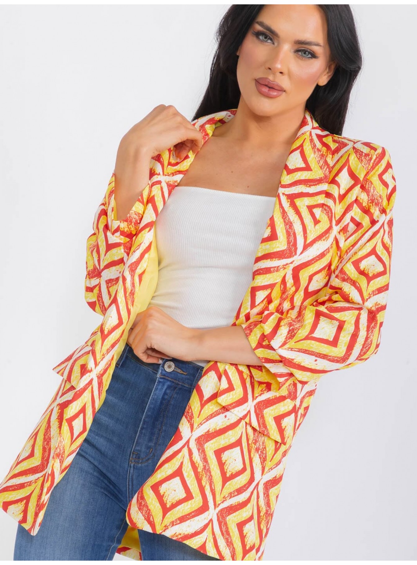 WOMEN'S LONG SLEEVE OPEN FRONT PRINTED B...