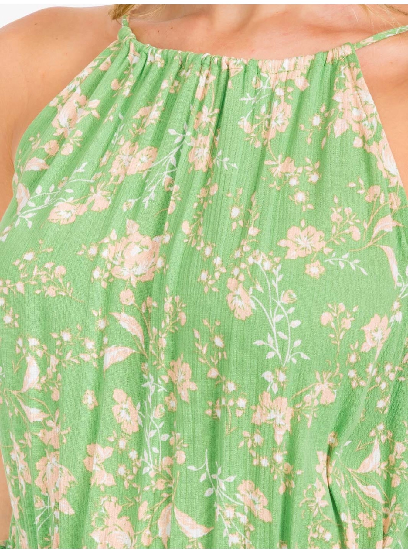 WOMEN'S SLEEVELESS OPEN BACK ADJUSTABLE WAIST FLORAL TOP WOMEN'S SLEEVELESS OPEN BACK ADJUSTABLE WAIST FLORAL TOP