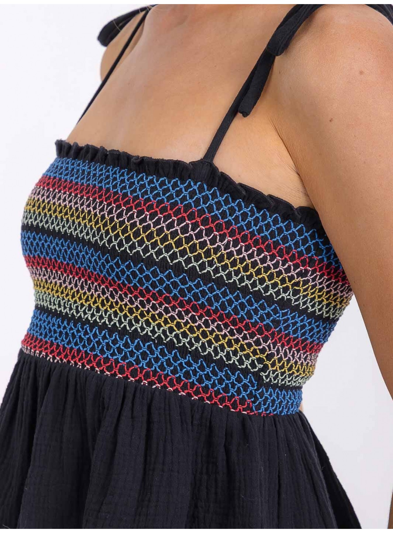 WOMEN'S SLEEVELESS MULTI SMOCK PEPLUM TANK TOP