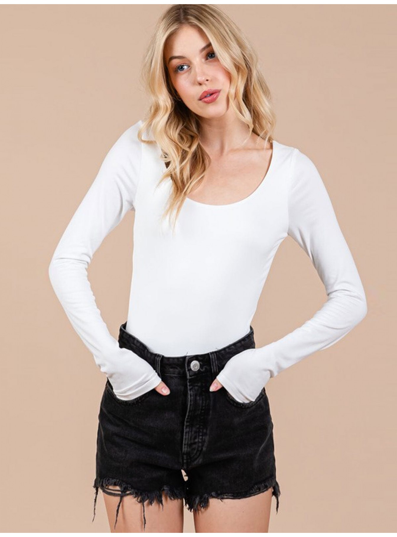 WOMEN'S LONG SLEEVE SOLID BODYSUIT