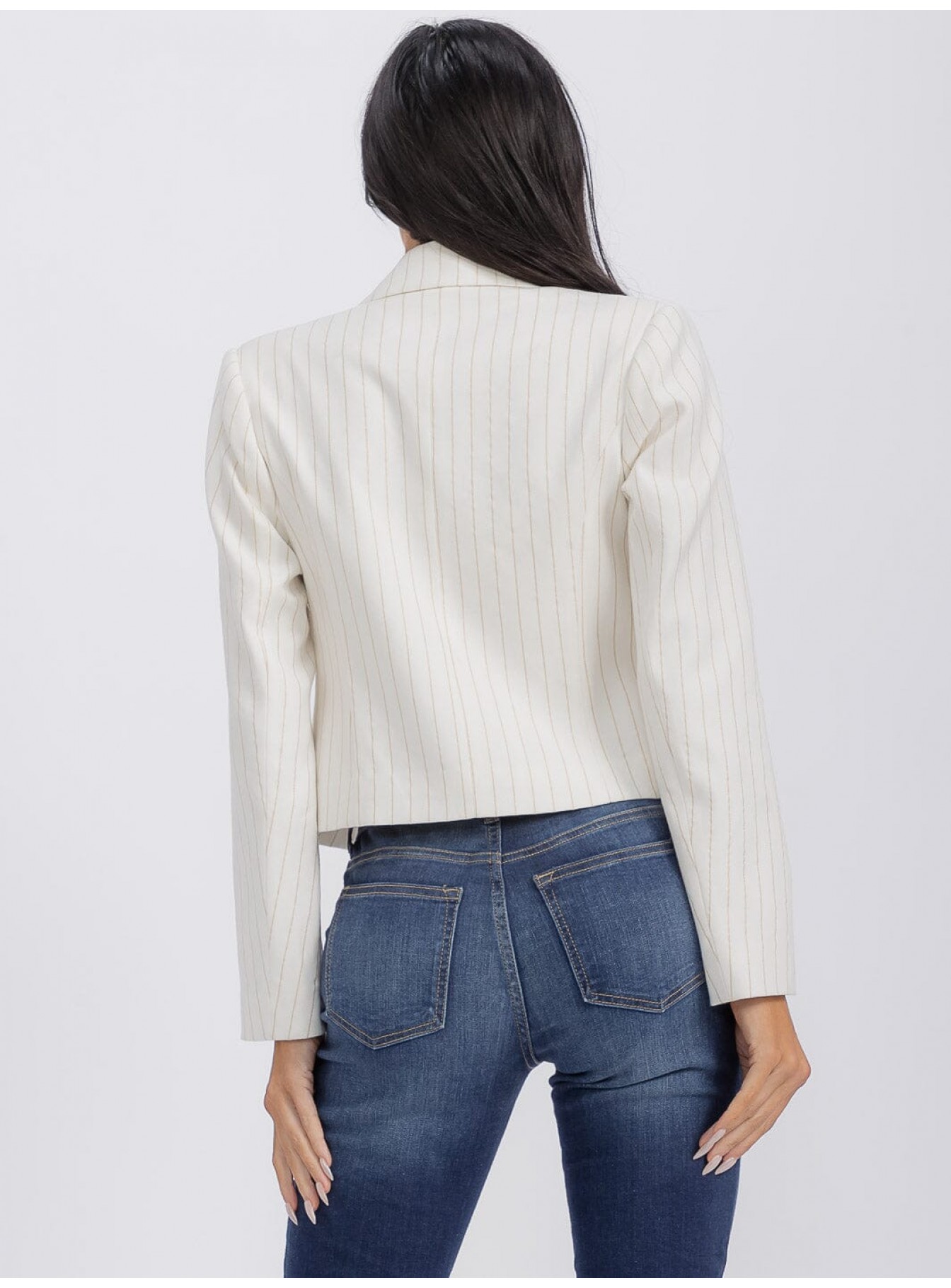 WOMEN'S LONG SLEEVE BUTTON CLOSURE SRTIPES BLAZER WOMEN'S LONG SLEEVE BUTTON CLOSURE SRTIPES BLAZER