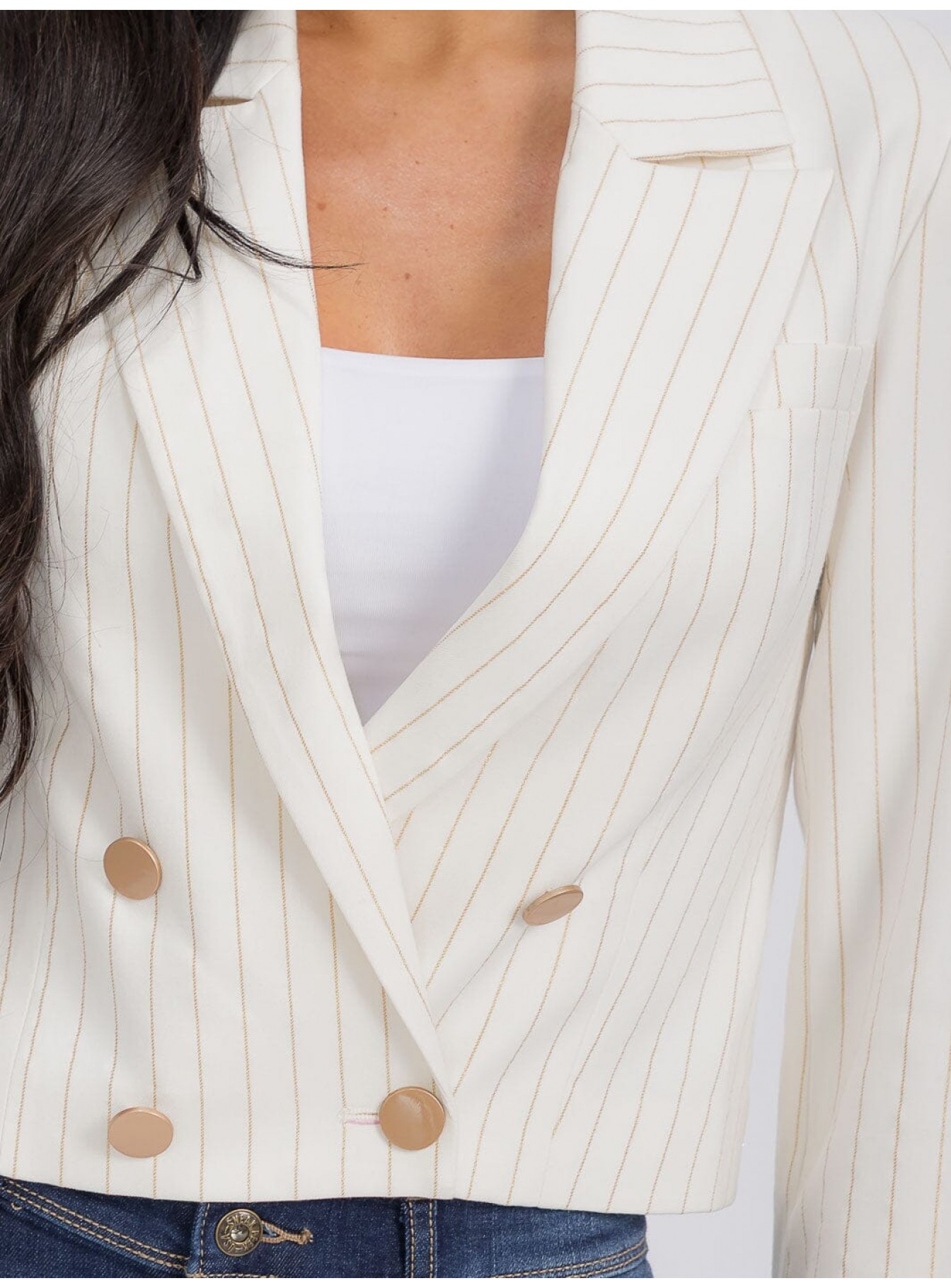 WOMEN'S LONG SLEEVE BUTTON CLOSURE SRTIPES BLAZER WOMEN'S LONG SLEEVE BUTTON CLOSURE SRTIPES BLAZER