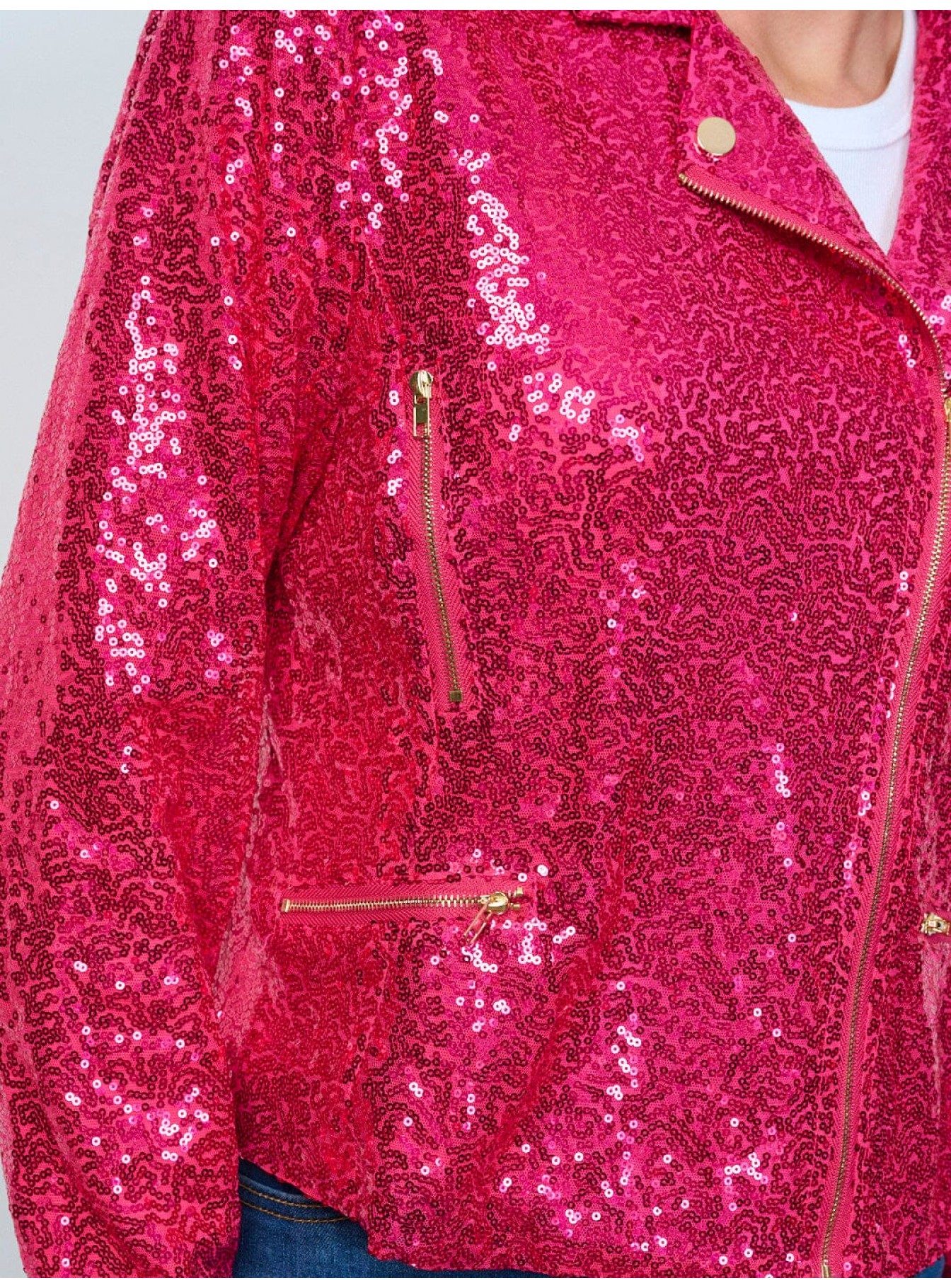 WOMEN'S LONG SLEEVE ZIP UP SEQUINS BLAZER