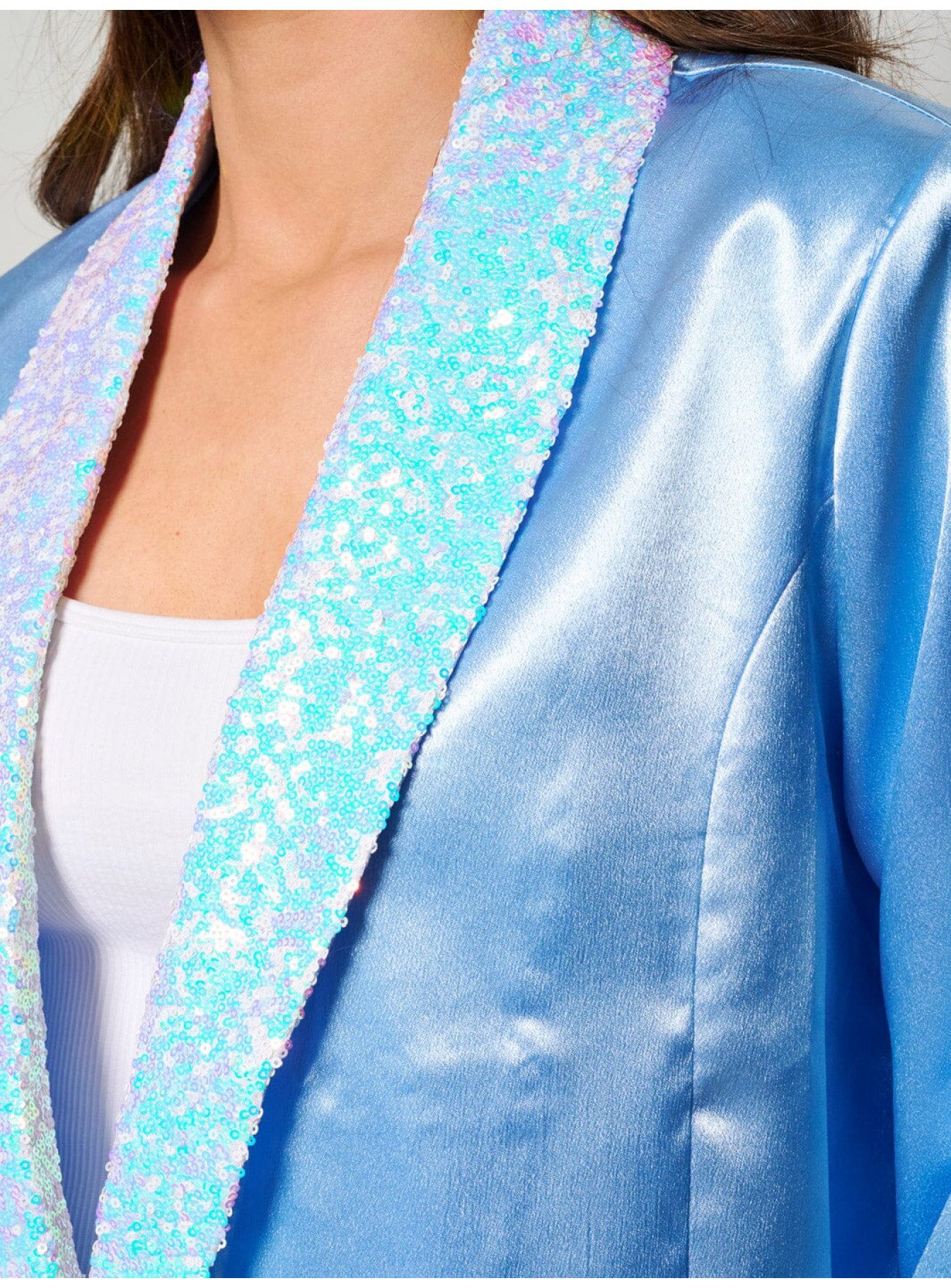 WOMEN'S LONG SLEEVE OPEN FRONT SEQUINS COLLAR BLAZER