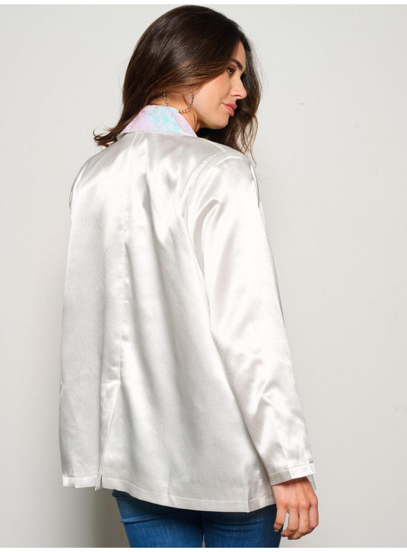 WOMEN'S LONG SLEEVE OPEN FRONT SEQUINS COLLAR BLAZER