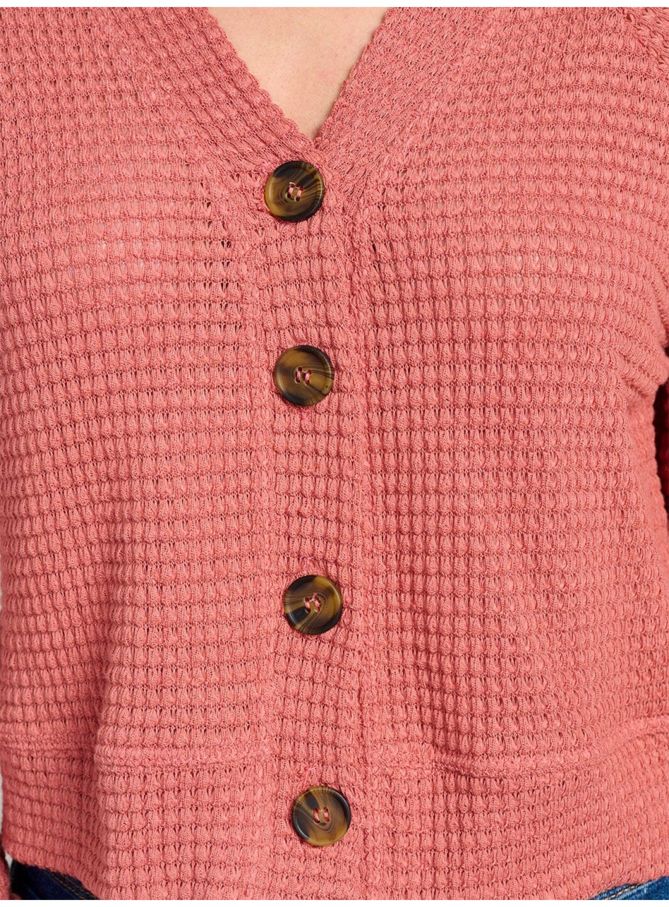 WOMEN'S LONG SLEEVE V-NECK BUTTON CLOSURE KNIT TOP WOMEN'S LONG SLEEVE V-NECK BUTTON CLOSURE KNIT TOP