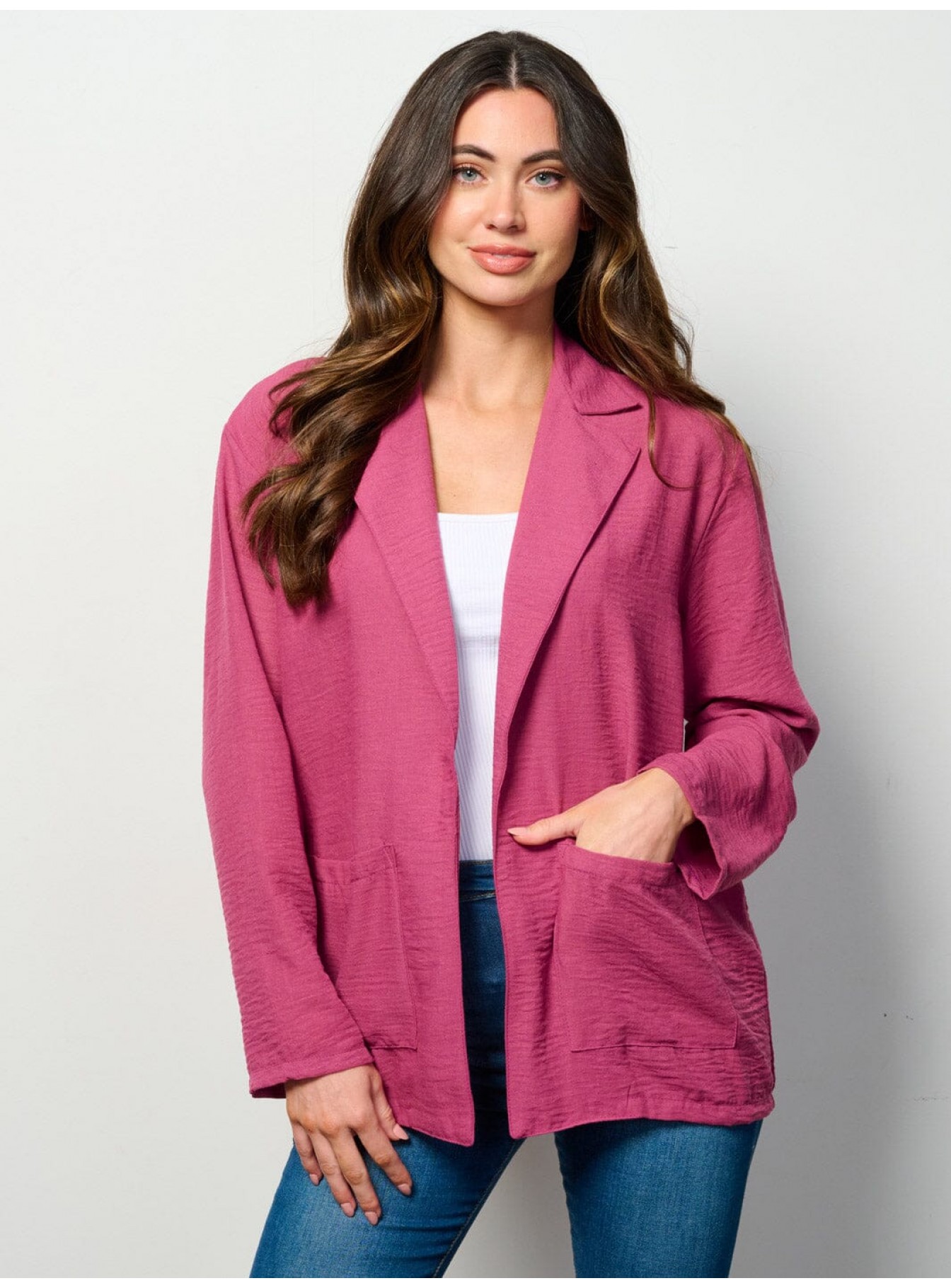 WOMEN'S LONG SLEEVE OPEN FRONT POCKETS B...