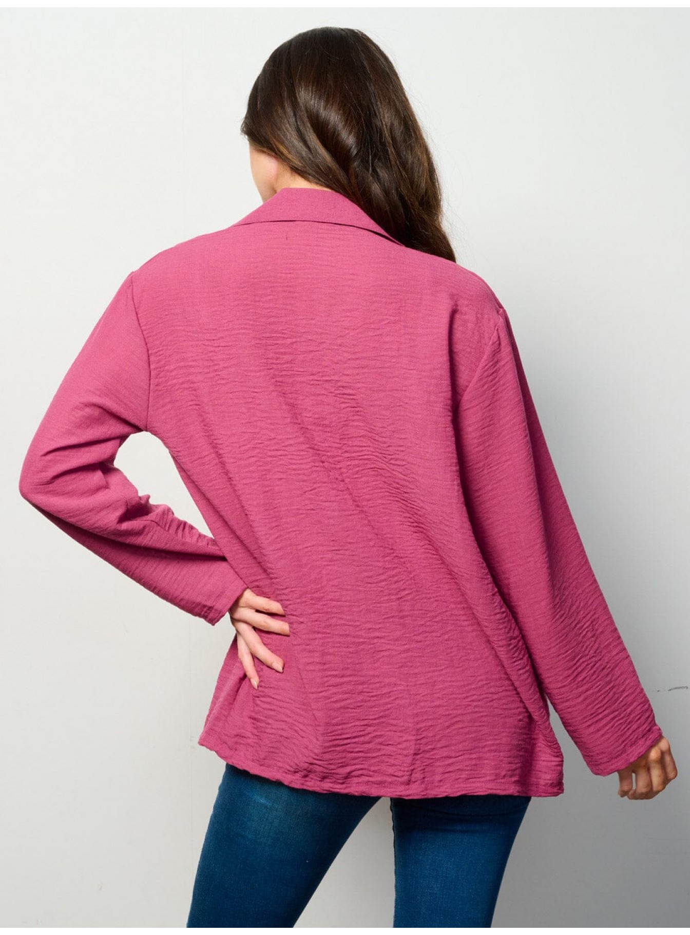 WOMEN'S LONG SLEEVE OPEN FRONT POCKETS BLAZER WOMEN'S LONG SLEEVE OPEN FRONT POCKETS BLAZER