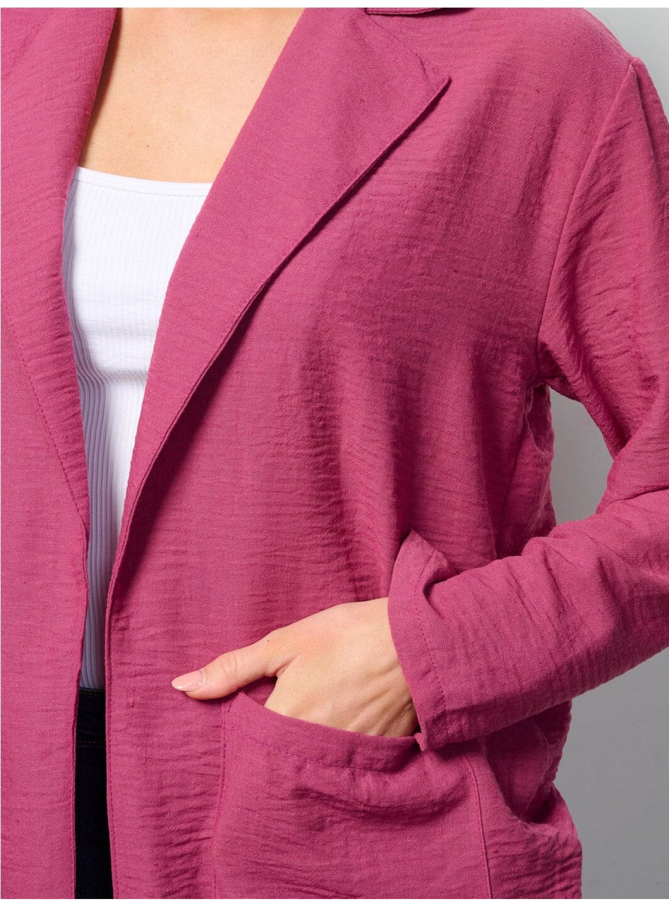 WOMEN'S LONG SLEEVE OPEN FRONT POCKETS BLAZER WOMEN'S LONG SLEEVE OPEN FRONT POCKETS BLAZER