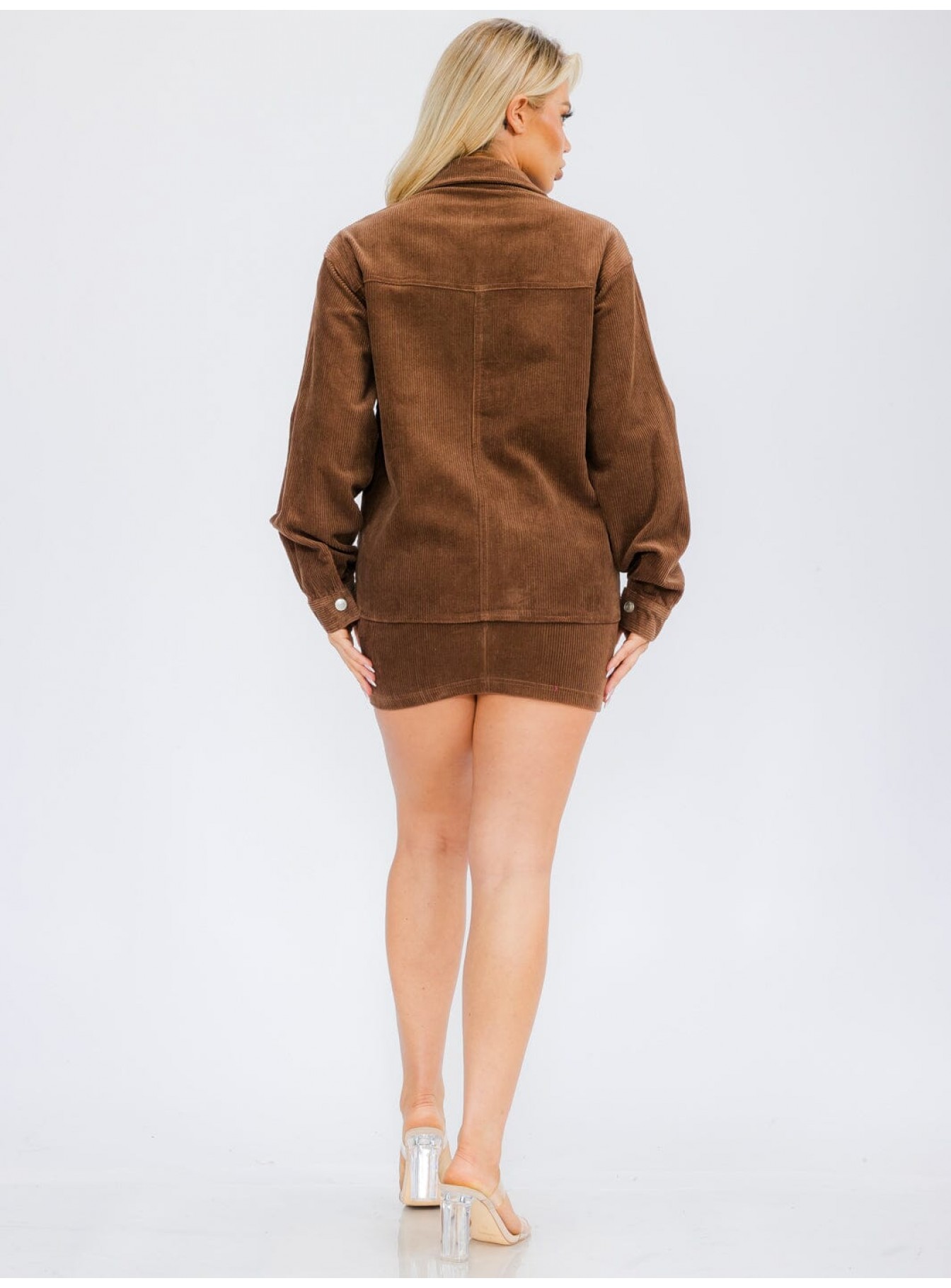 WOMEN'S LONG SLEEVE BUTTON CLOSURE CORDUROY SHACKET WOMEN'S LONG SLEEVE BUTTON CLOSURE CORDUROY SHACKET