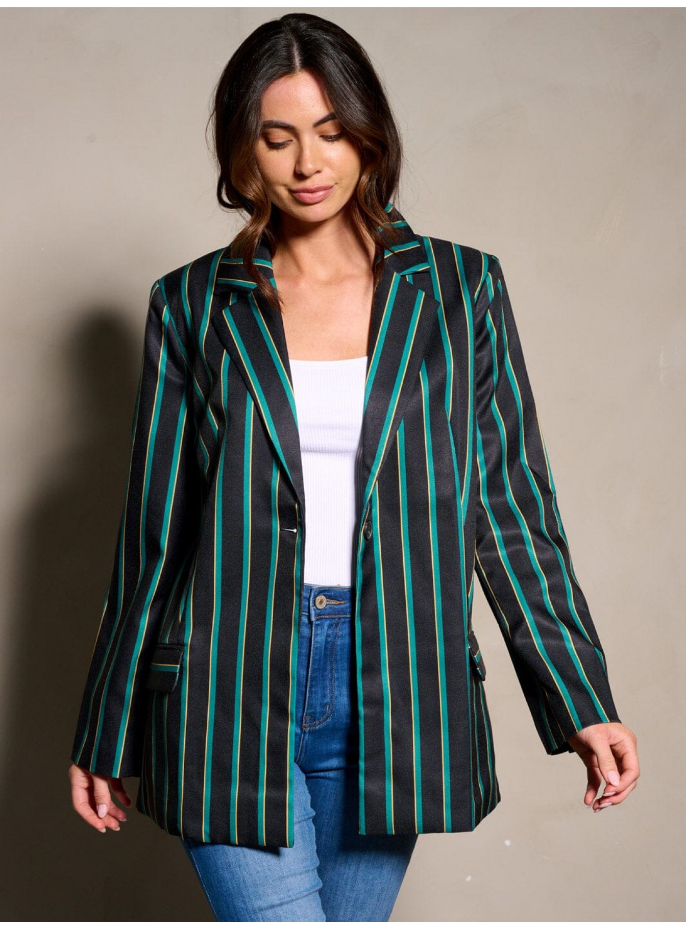 WOMEN'S LONG SLEEVE BUTTON CLOSURE STRIP...