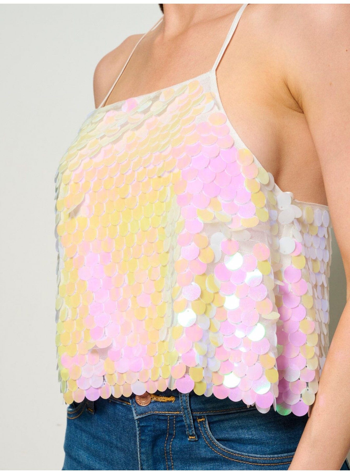 WOMEN'S SLEEVELESS OPEN BACK SEQUINS TANK TOP WOMEN'S SLEEVELESS OPEN BACK SEQUINS TANK TOP