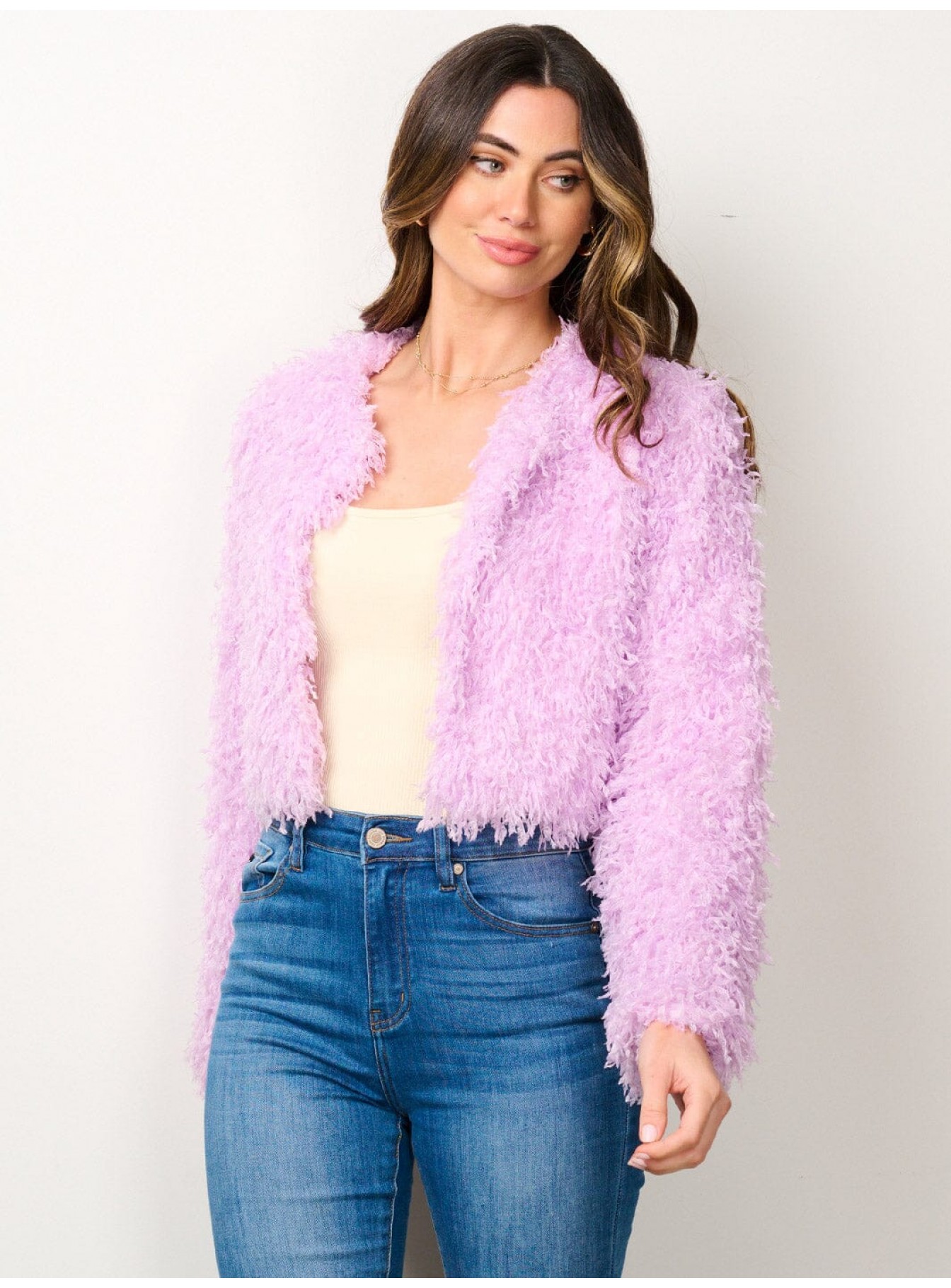 WOMEN'S LONG SLEEVE OPEN FRONT FUZZY BLAZER WOMEN'S LONG SLEEVE OPEN FRONT FUZZY BLAZER