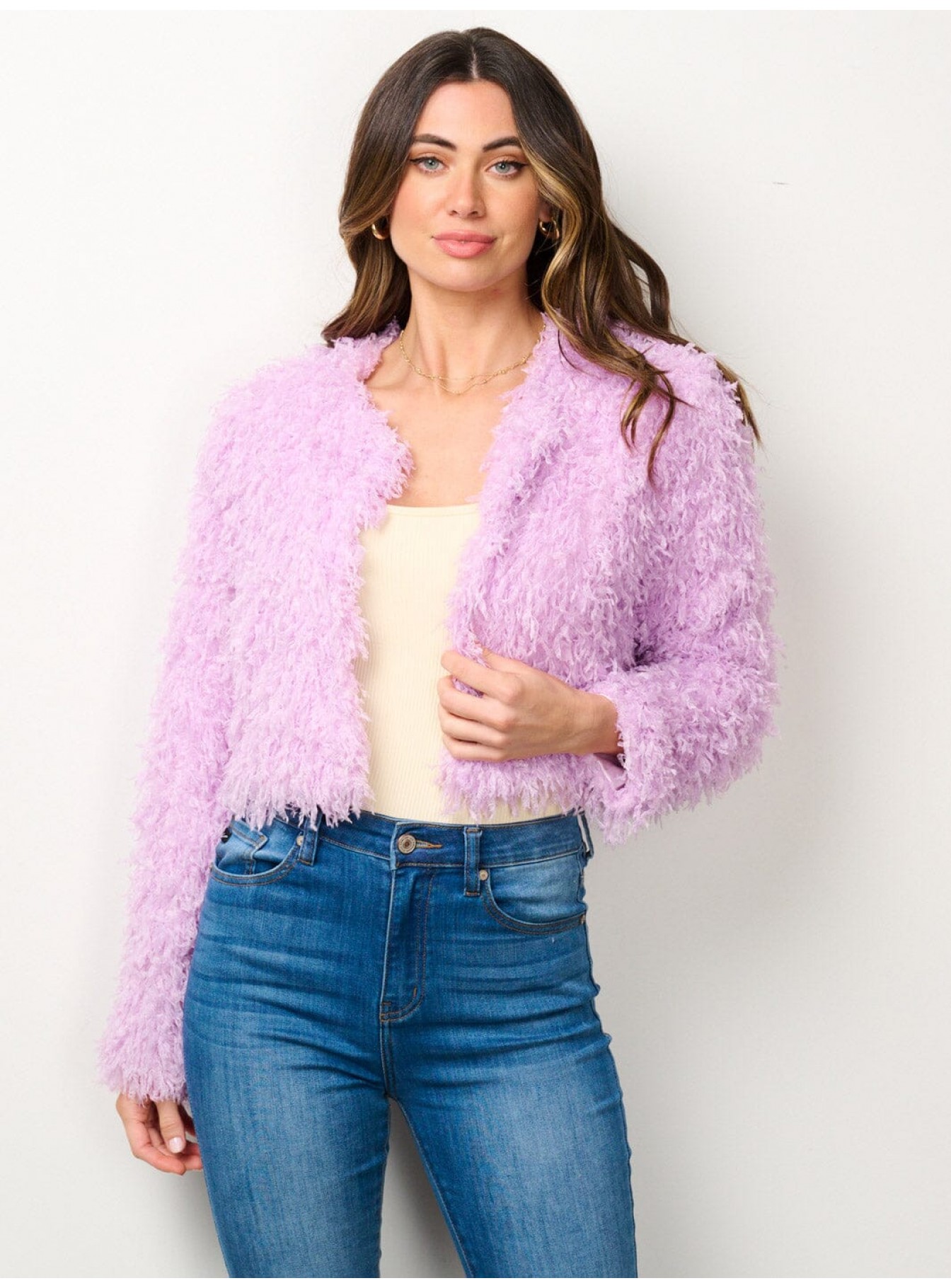 WOMEN'S LONG SLEEVE OPEN FRONT FUZZY BLAZER WOMEN'S LONG SLEEVE OPEN FRONT FUZZY BLAZER