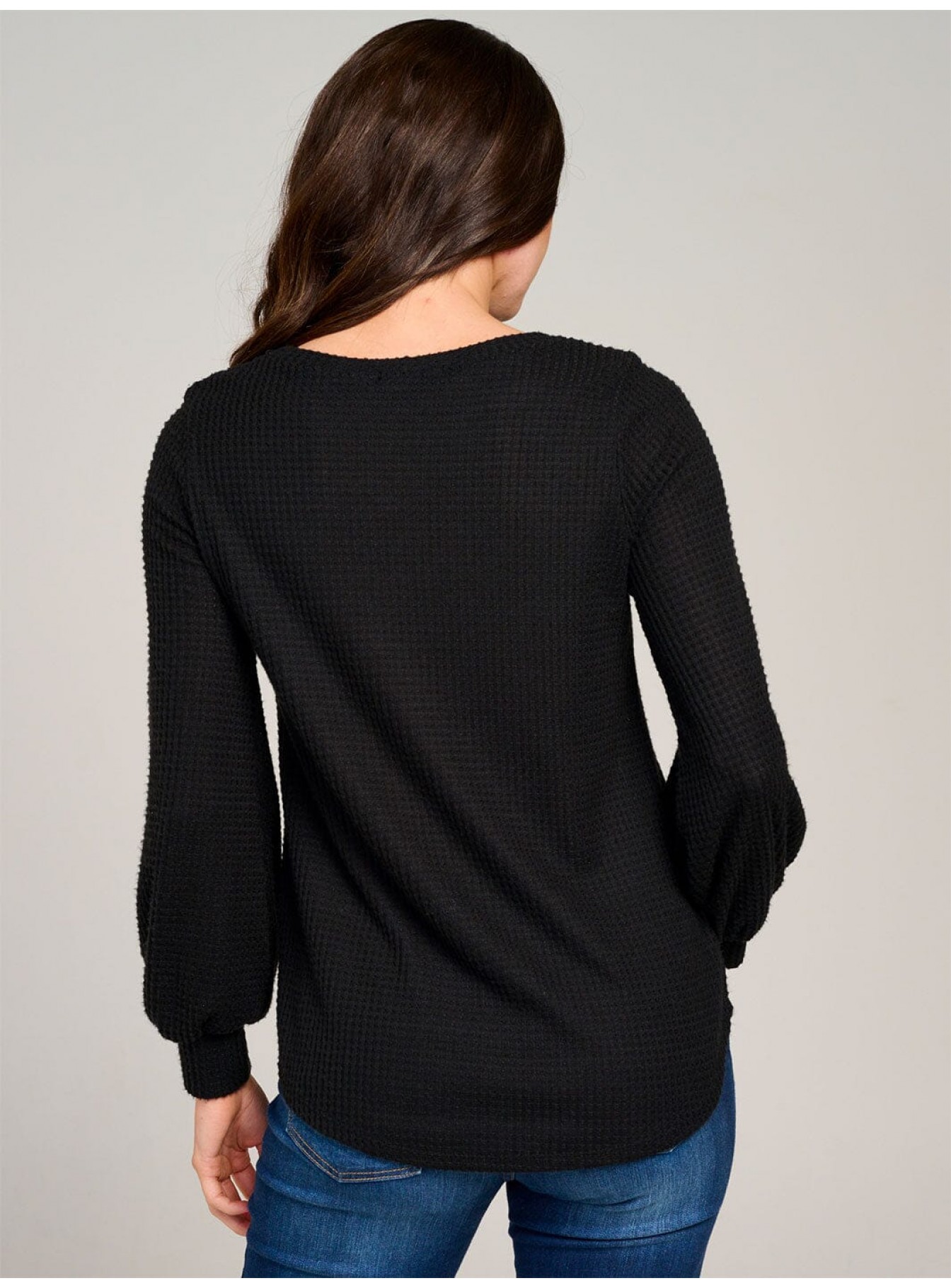 WOMEN'S LONG SLEEVE WAFFLE BLOUSE