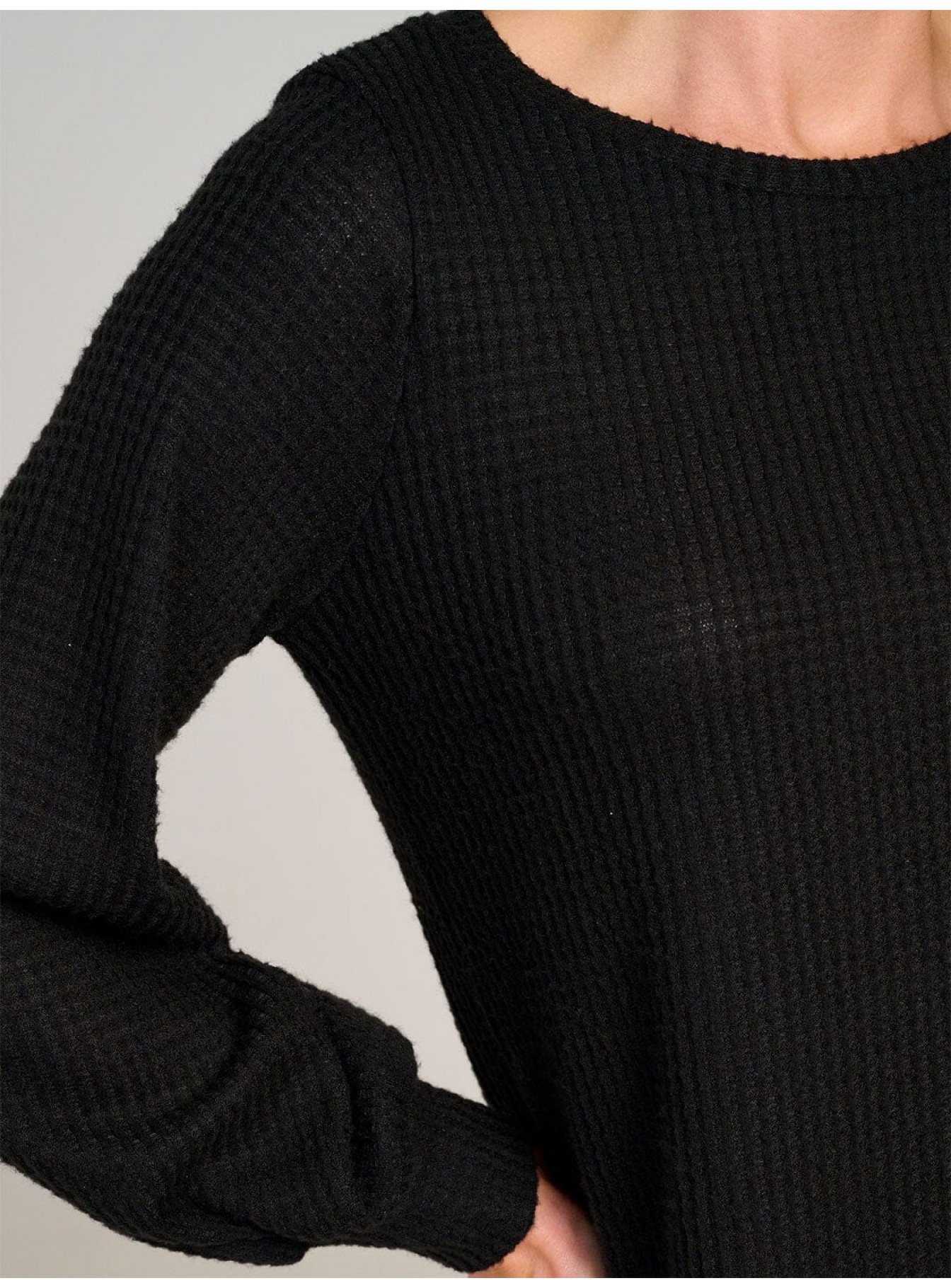 WOMEN'S LONG SLEEVE WAFFLE BLOUSE