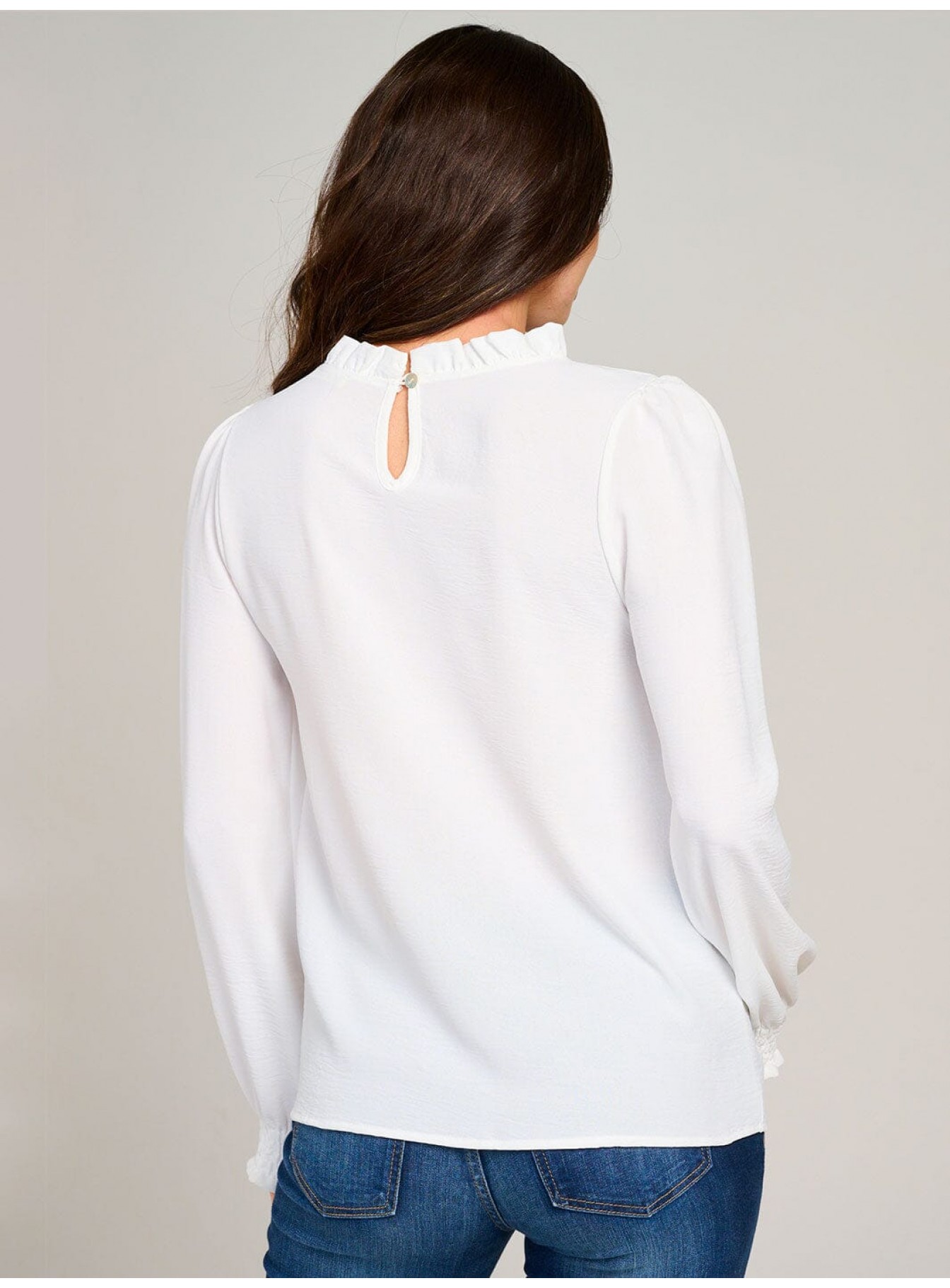 WOMEN'S LONG SLEEVE MOCK NECK RUFFLE BLOUSE WOMEN'S LONG SLEEVE MOCK NECK RUFFLE BLOUSE