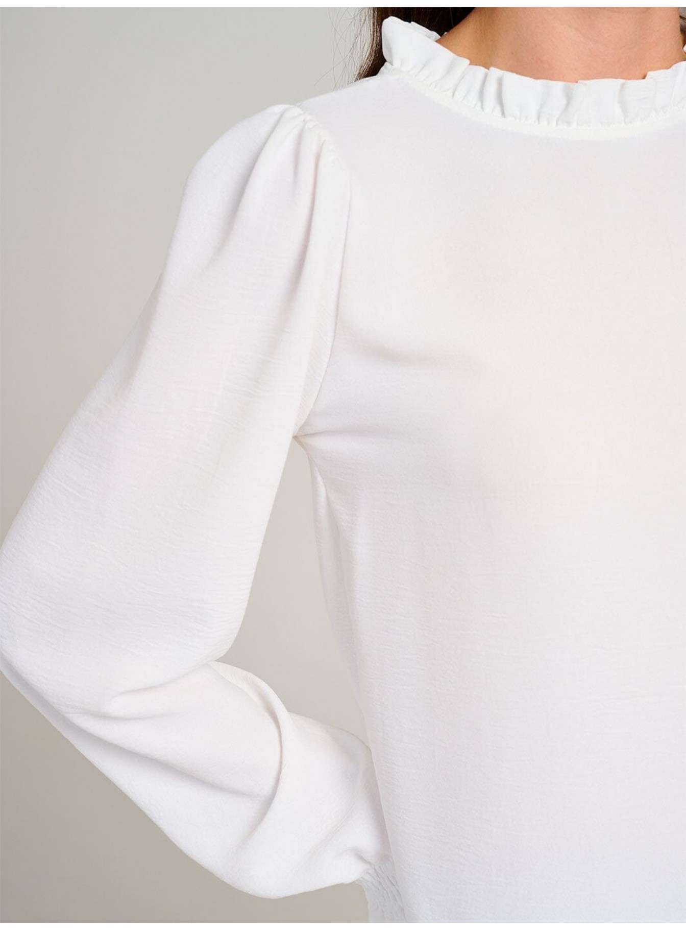 WOMEN'S LONG SLEEVE MOCK NECK RUFFLE BLOUSE WOMEN'S LONG SLEEVE MOCK NECK RUFFLE BLOUSE