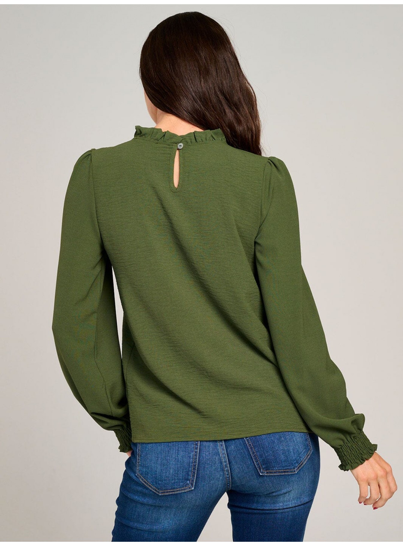 WOMEN'S LONG SLEEVE MOCK NECK RUFFLE BLOUSE WOMEN'S LONG SLEEVE MOCK NECK RUFFLE BLOUSE