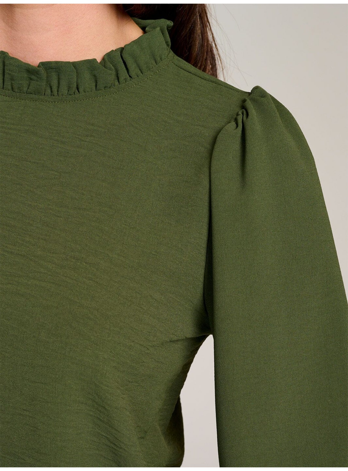 WOMEN'S LONG SLEEVE MOCK NECK RUFFLE BLOUSE WOMEN'S LONG SLEEVE MOCK NECK RUFFLE BLOUSE