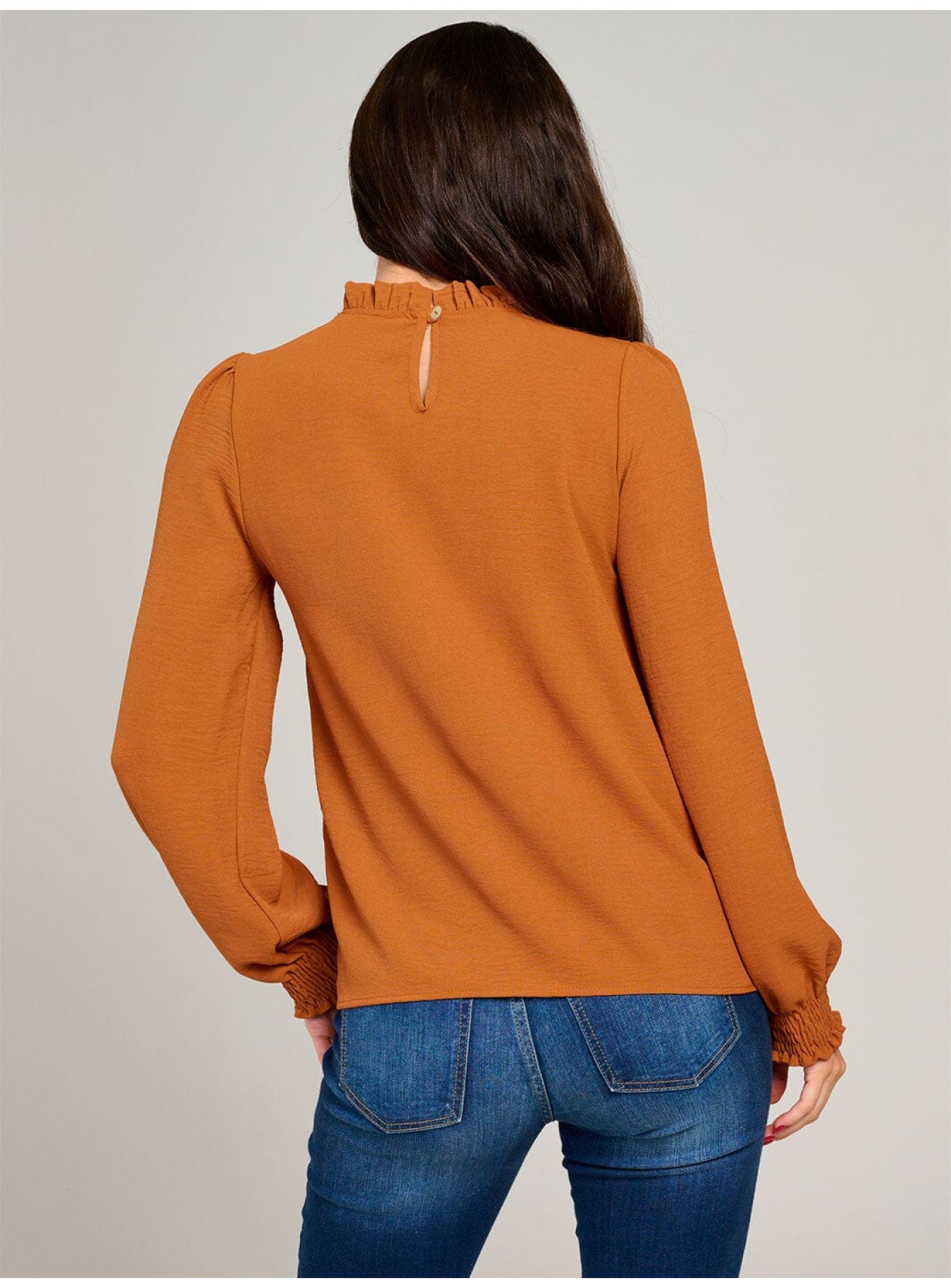 WOMEN'S LONG SLEEVE MOCK NECK RUFFLE BLOUSE WOMEN'S LONG SLEEVE MOCK NECK RUFFLE BLOUSE