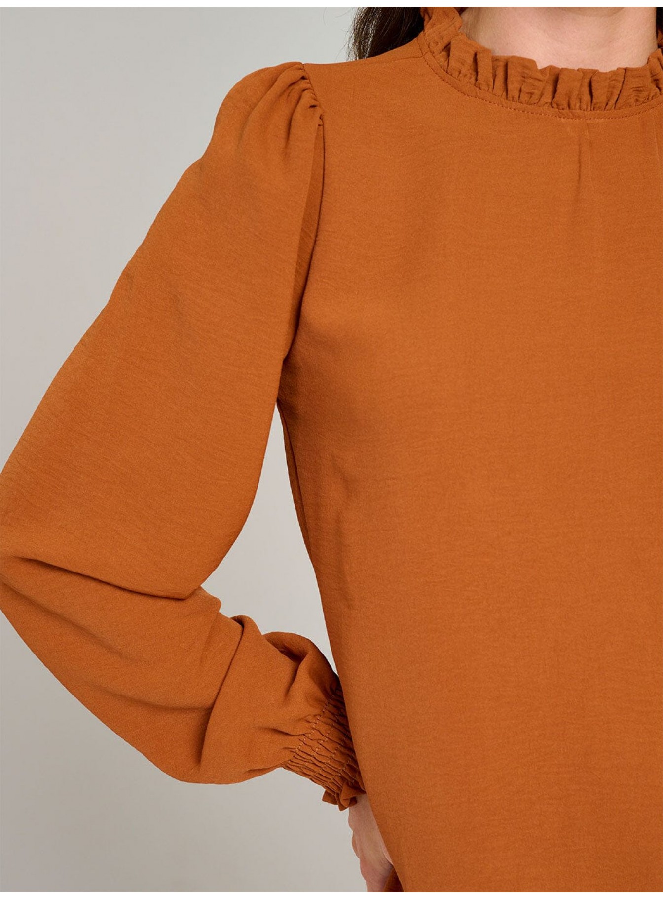 WOMEN'S LONG SLEEVE MOCK NECK RUFFLE BLOUSE WOMEN'S LONG SLEEVE MOCK NECK RUFFLE BLOUSE