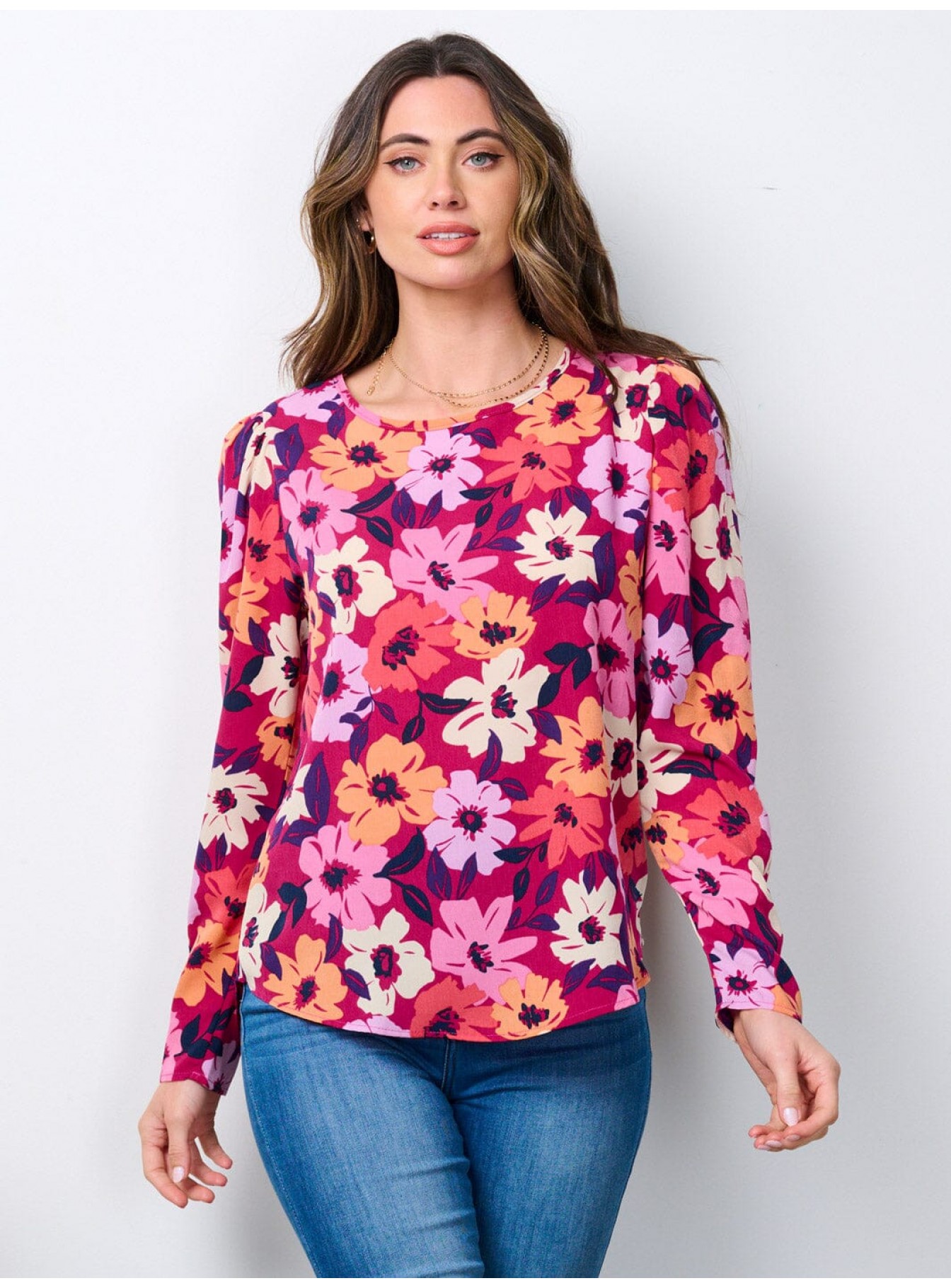 WOMEN'S LONG SLEEVE FLORAL BLOUSE WOMEN'S LONG SLEEVE FLORAL BLOUSE