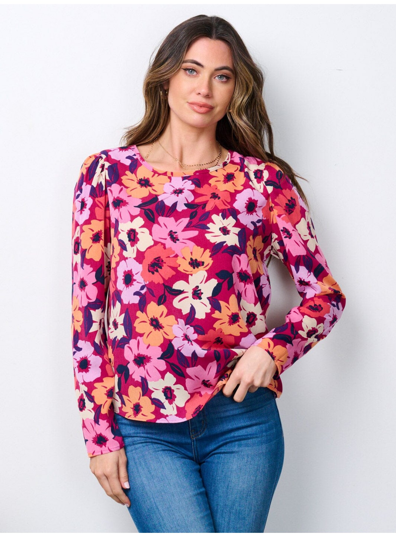 WOMEN'S LONG SLEEVE FLORAL BLOUSE WOMEN'S LONG SLEEVE FLORAL BLOUSE