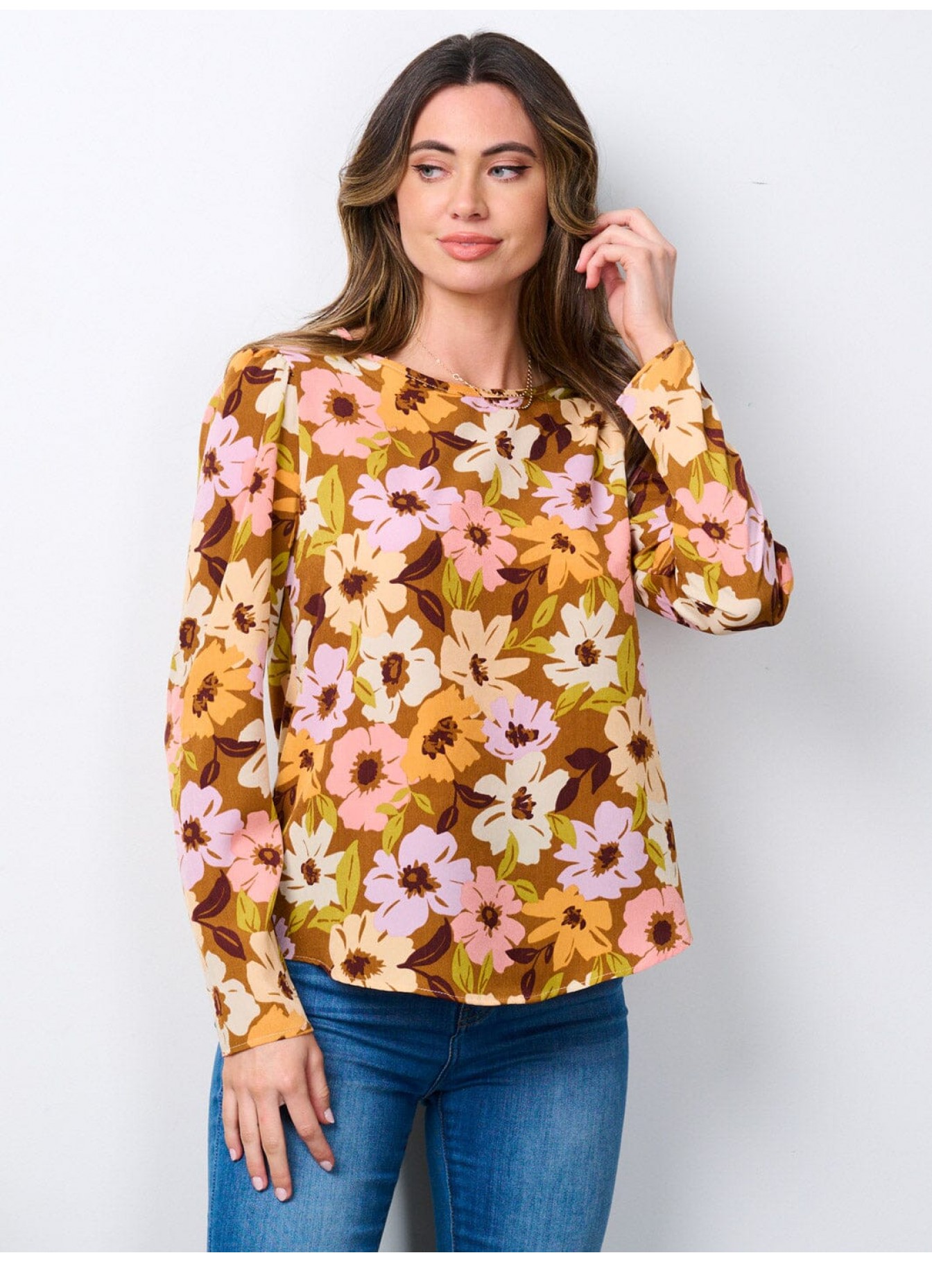 WOMEN'S LONG SLEEVE FLORAL BLOUSE