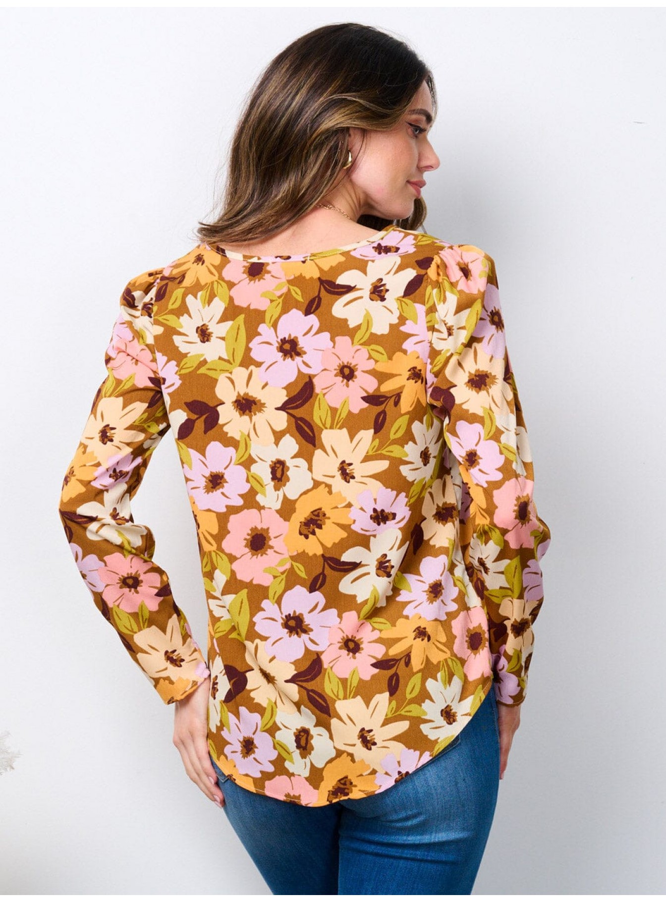 WOMEN'S LONG SLEEVE FLORAL BLOUSE WOMEN'S LONG SLEEVE FLORAL BLOUSE