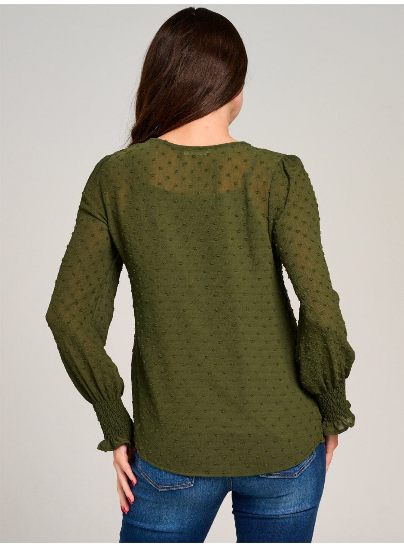 WOMEN'S LONG SLEEVE SWISS DETAILED BLOUSE WOMEN'S LONG SLEEVE SWISS DETAILED BLOUSE