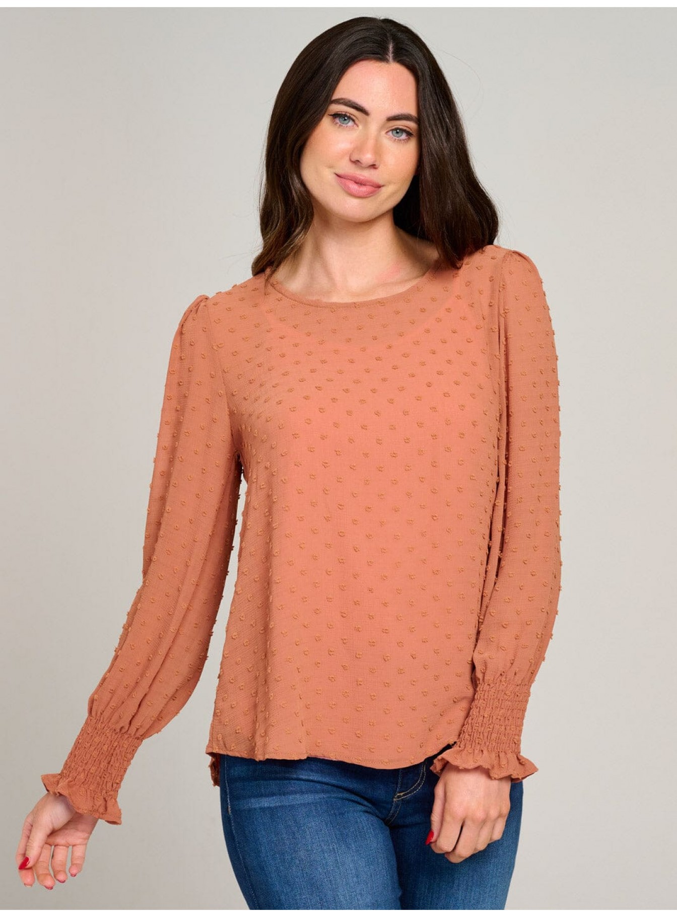 WOMEN'S LONG SLEEVE SWISS DETAILED BLOUSE WOMEN'S LONG SLEEVE SWISS DETAILED BLOUSE