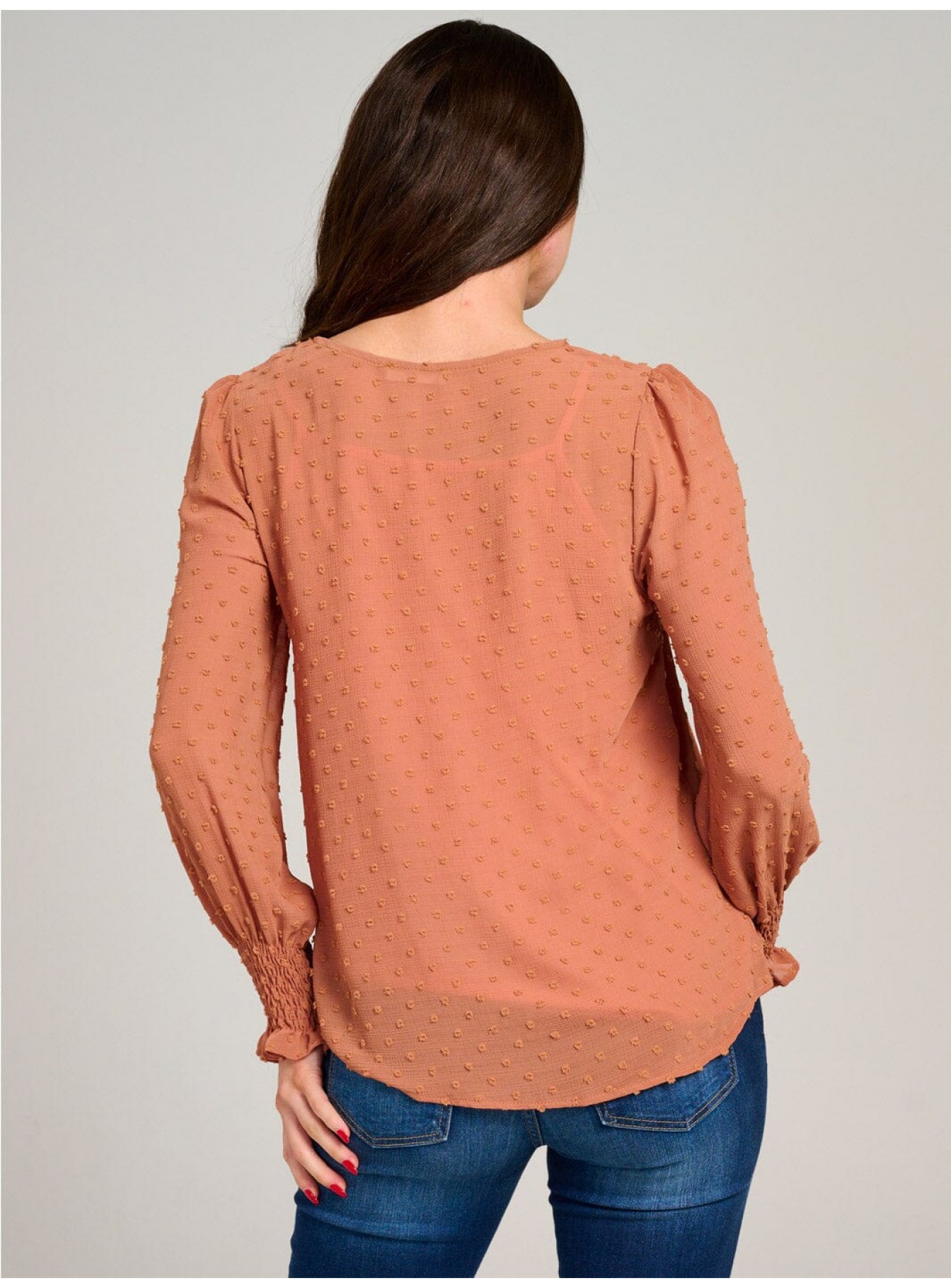 WOMEN'S LONG SLEEVE SWISS DETAILED BLOUSE WOMEN'S LONG SLEEVE SWISS DETAILED BLOUSE