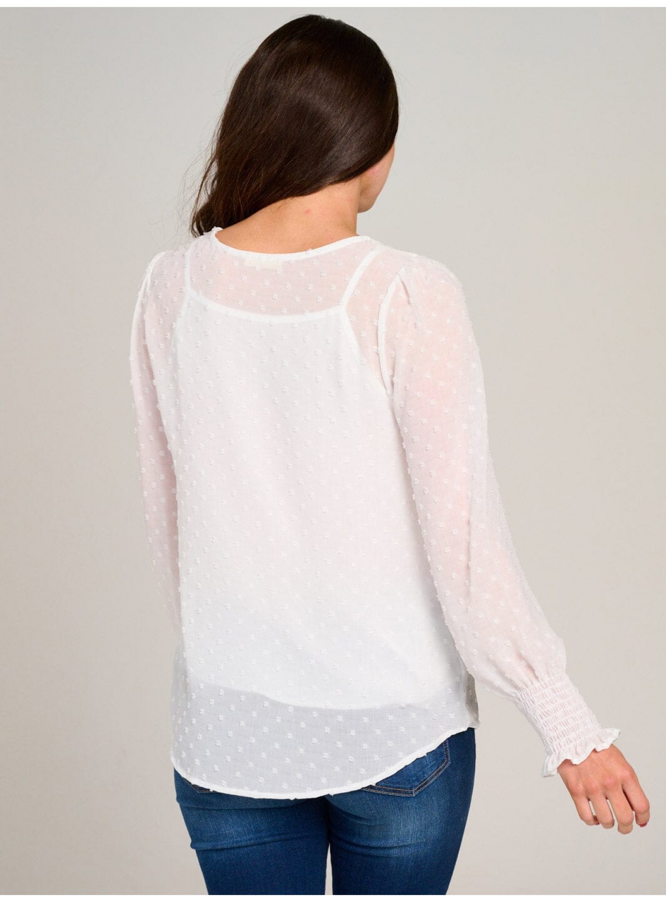 WOMEN'S LONG SLEEVE SWISS DETAILED BLOUSE WOMEN'S LONG SLEEVE SWISS DETAILED BLOUSE