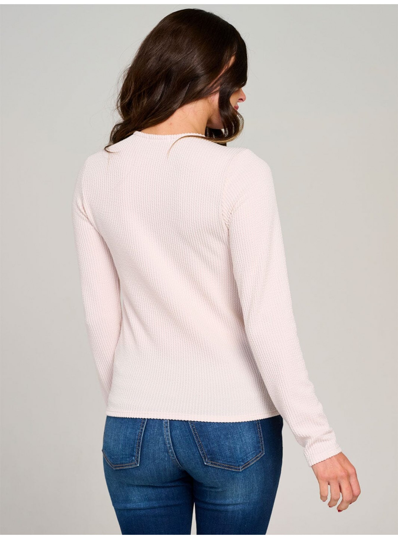 WOMEN'S LONG SLEEVE BUTTON CLOSURE RIBBED TOP WOMEN'S LONG SLEEVE BUTTON CLOSURE RIBBED TOP