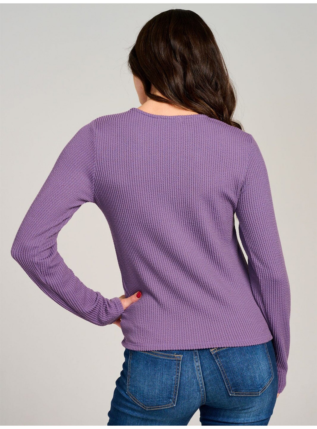 WOMEN'S LONG SLEEVE BUTTON CLOSURE RIBBED TOP WOMEN'S LONG SLEEVE BUTTON CLOSURE RIBBED TOP