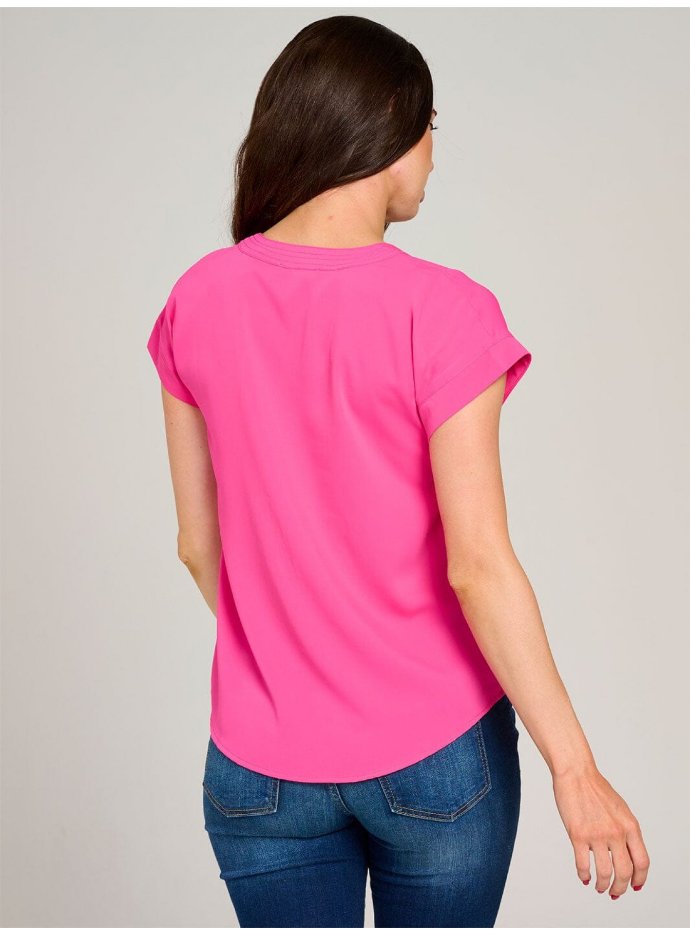 WOMEN'S SHORT SLEEVE V-NECK SOLID BLOUSE WOMEN'S SHORT SLEEVE V-NECK SOLID BLOUSE