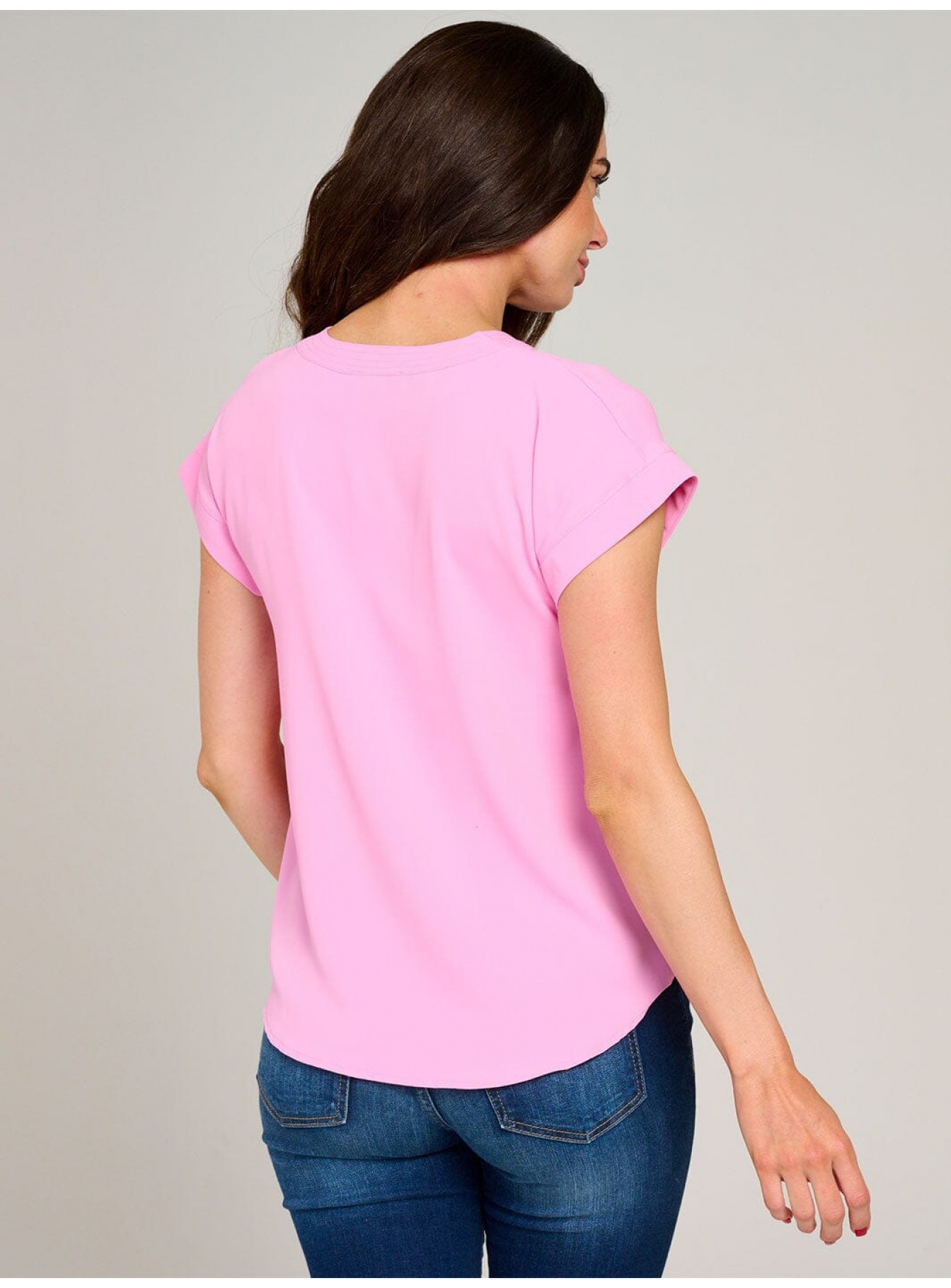 WOMEN'S SHORT SLEEVE V-NECK SOLID BLOUSE WOMEN'S SHORT SLEEVE V-NECK SOLID BLOUSE