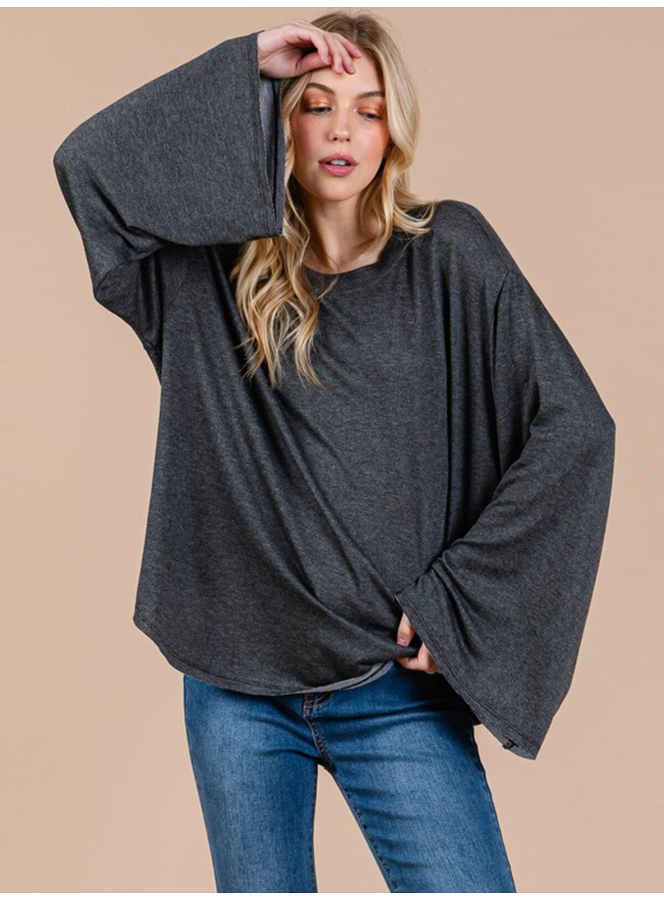 WOMEN'S LONG BELL SLEEVE SOLID TOP
