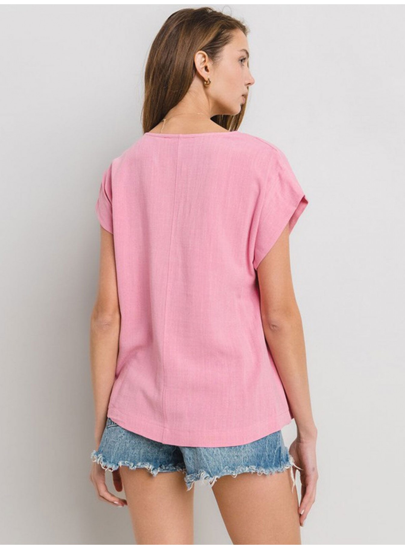 WOMEN'S SHORT SLEEVE V-NECK SOLID TUNIC TOP WOMEN'S SHORT SLEEVE V-NECK SOLID TUNIC TOP